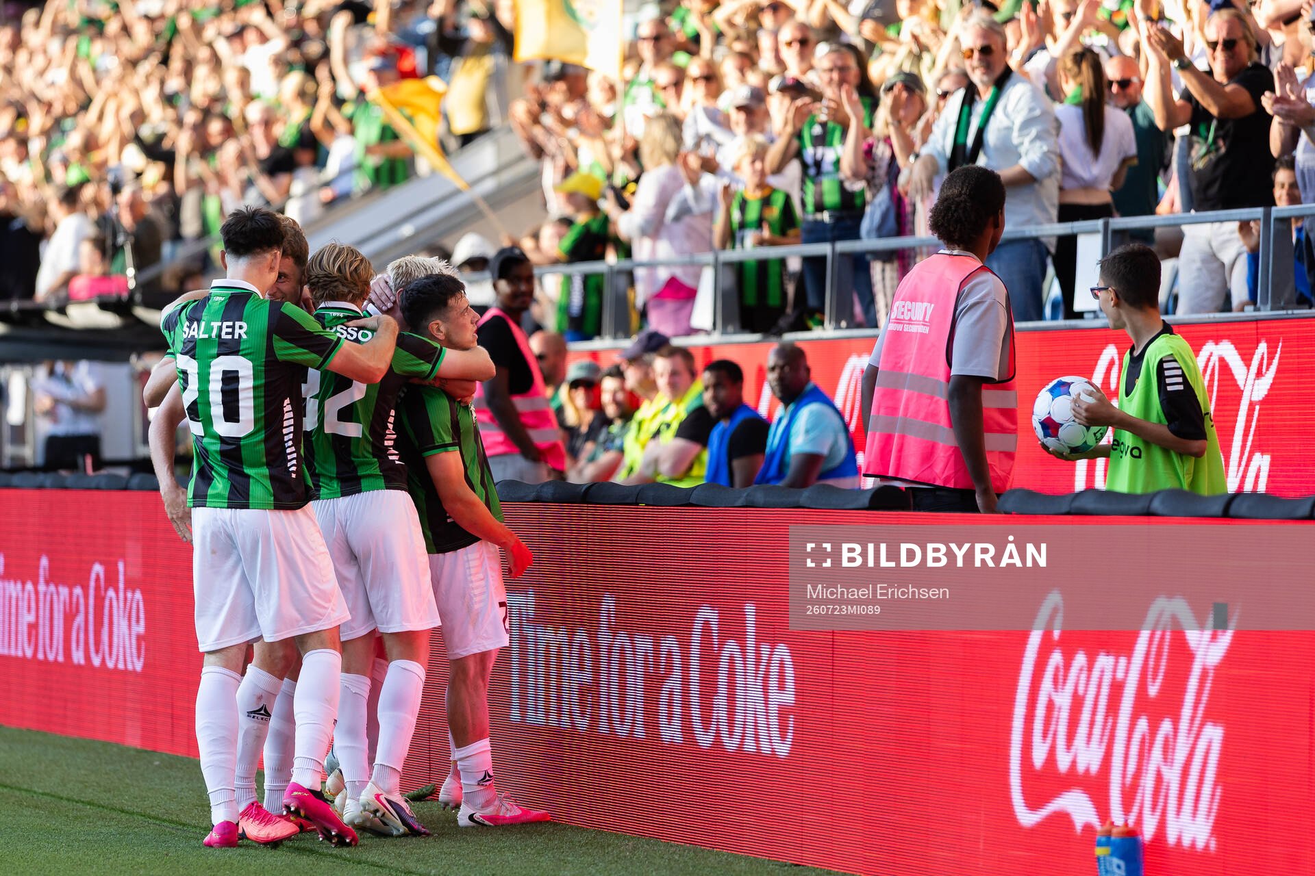 Matteo De Brienne of GAIS celebrates with team mates
