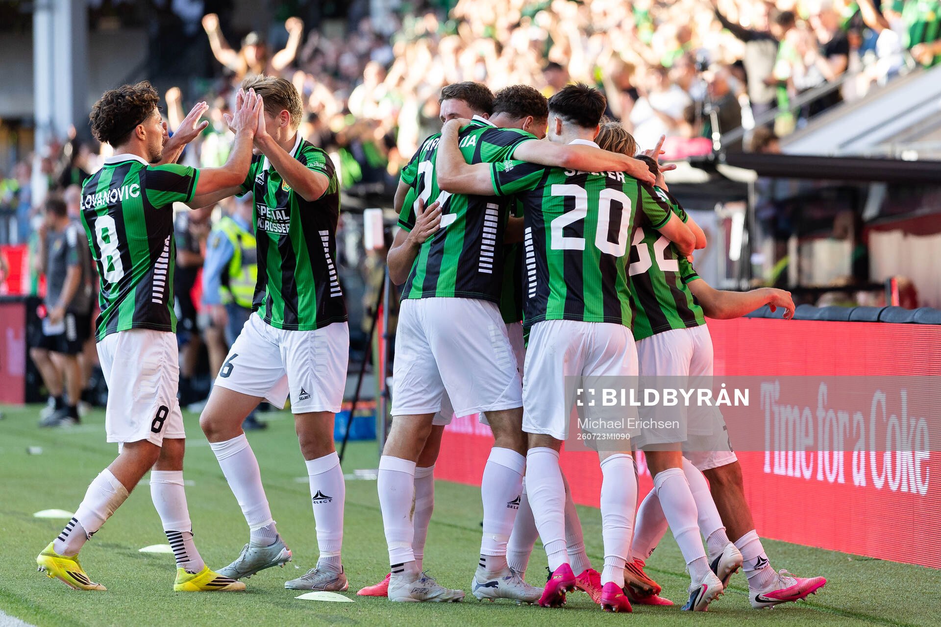 Matteo De Brienne of GAIS celebrates with team mates