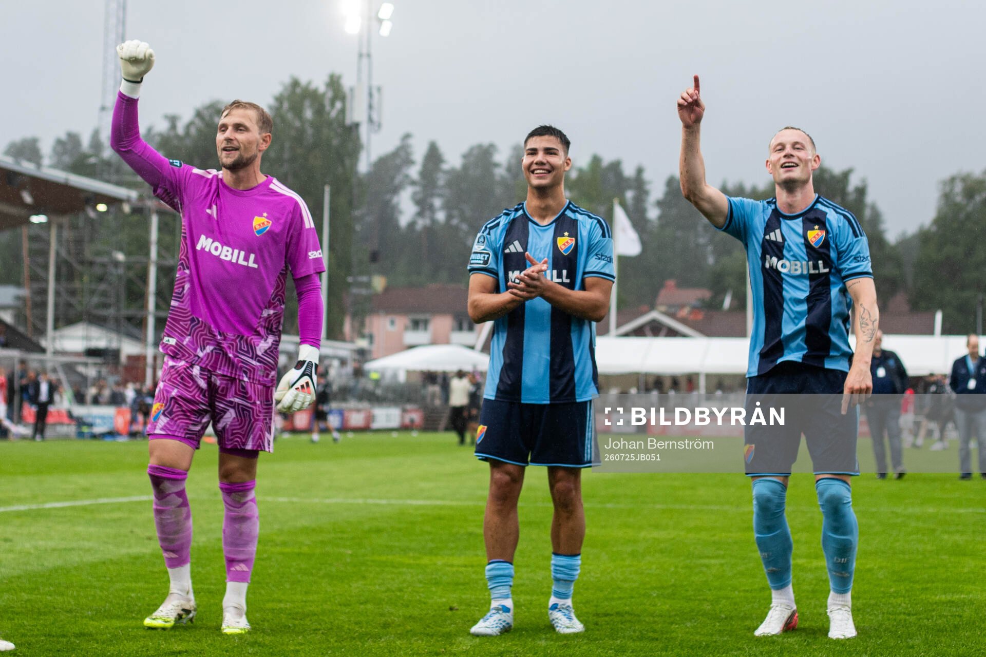 Djurgårdens målvakt Jacob Rinne, Christos Almyras och