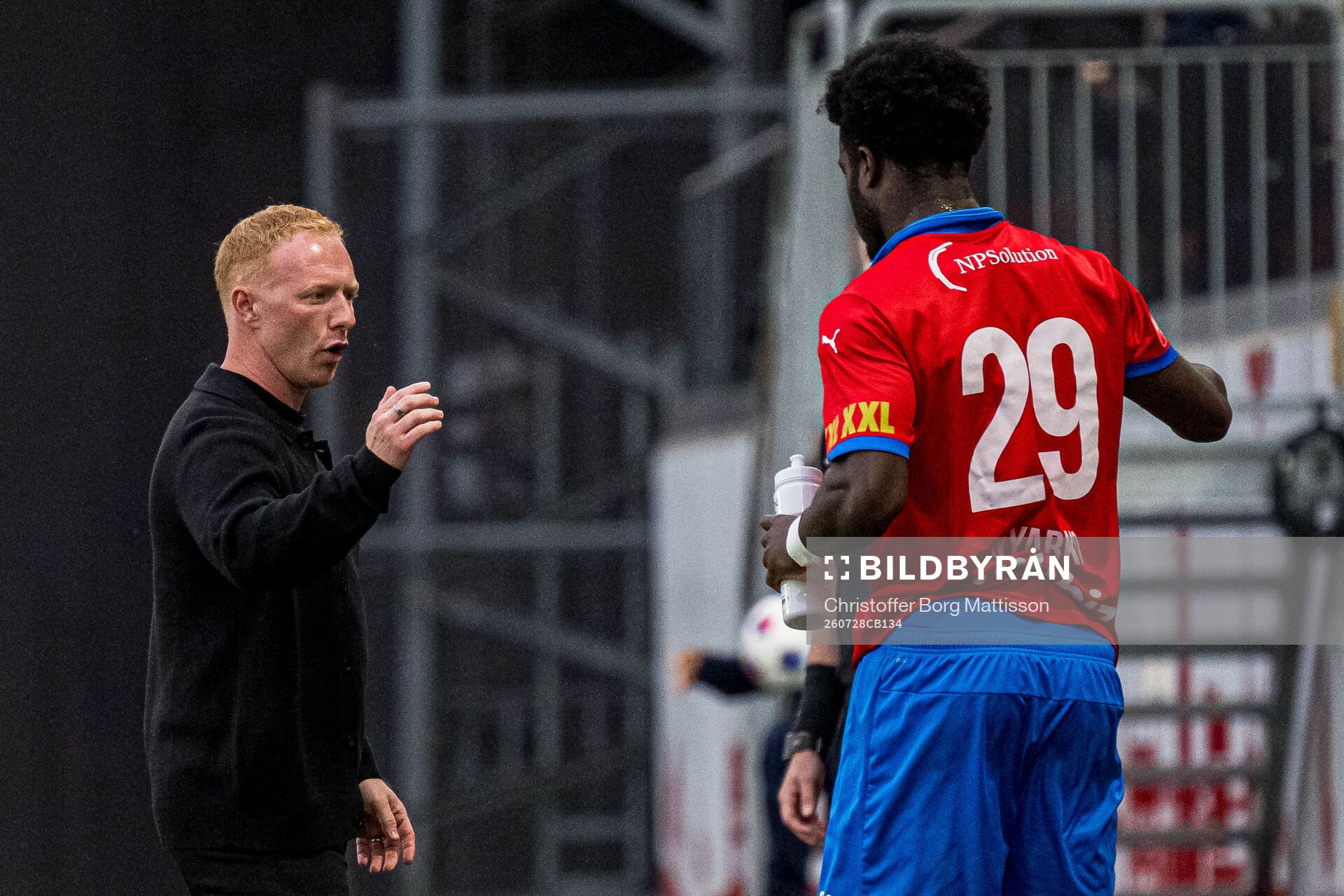 Helsingborgs manager Stevie Grieve och Kevin Nyarko