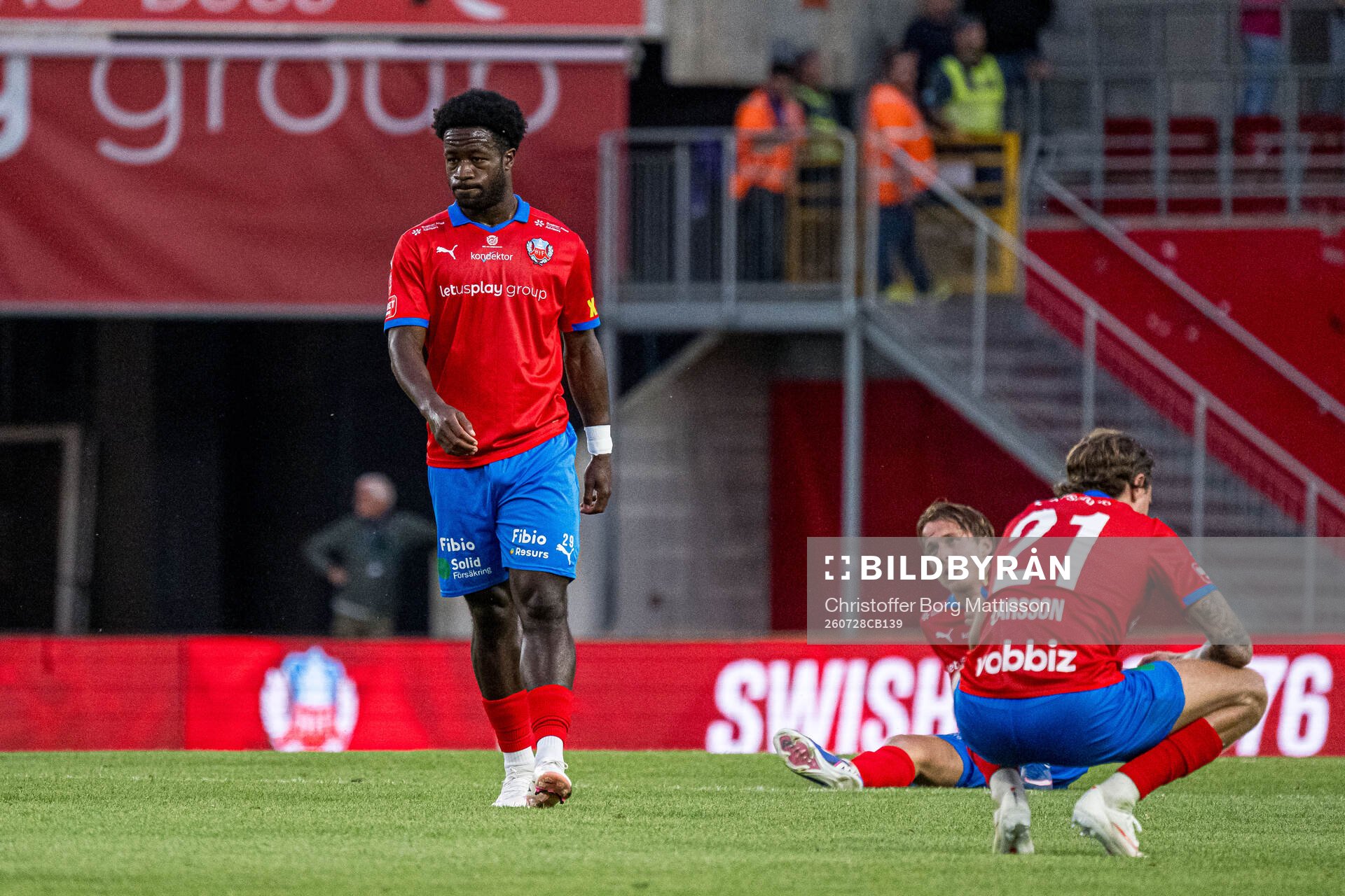 Helsingborgs Kevin Nyarko, Lukas Kjellnäs och Julian