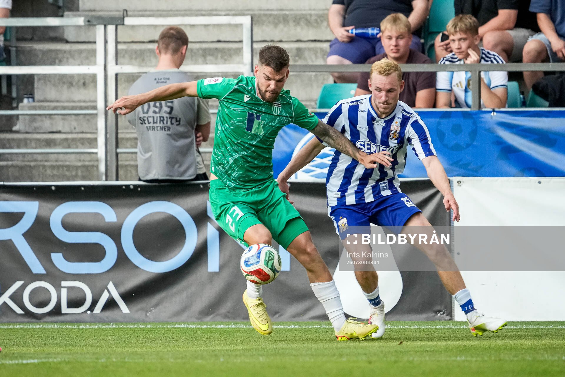 Frank Liivak of Levadia Tallinn and Adam Bergmark Wiberg of