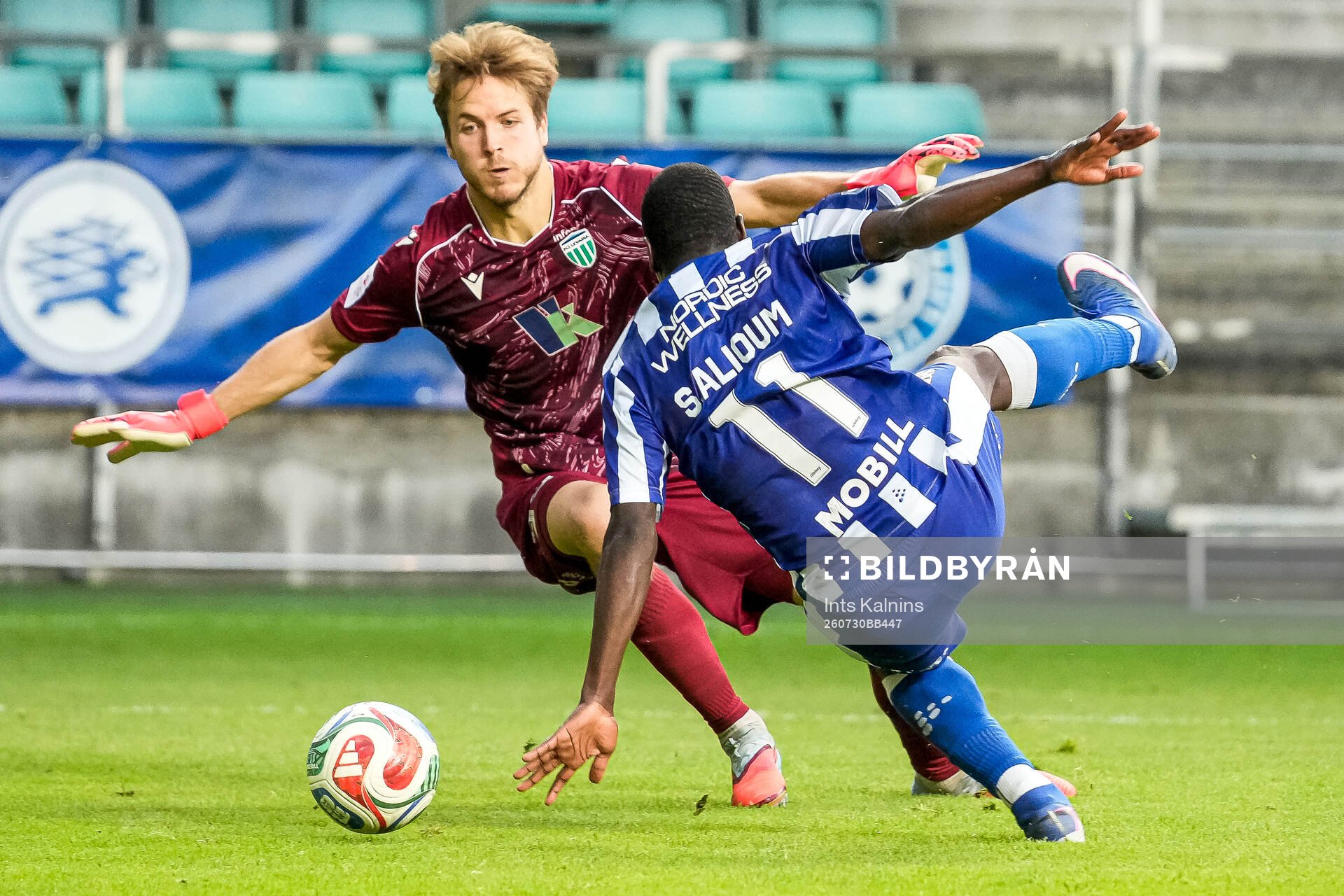 Goalkeeper Karl Vallner of Levadia Tallinn and Saidou