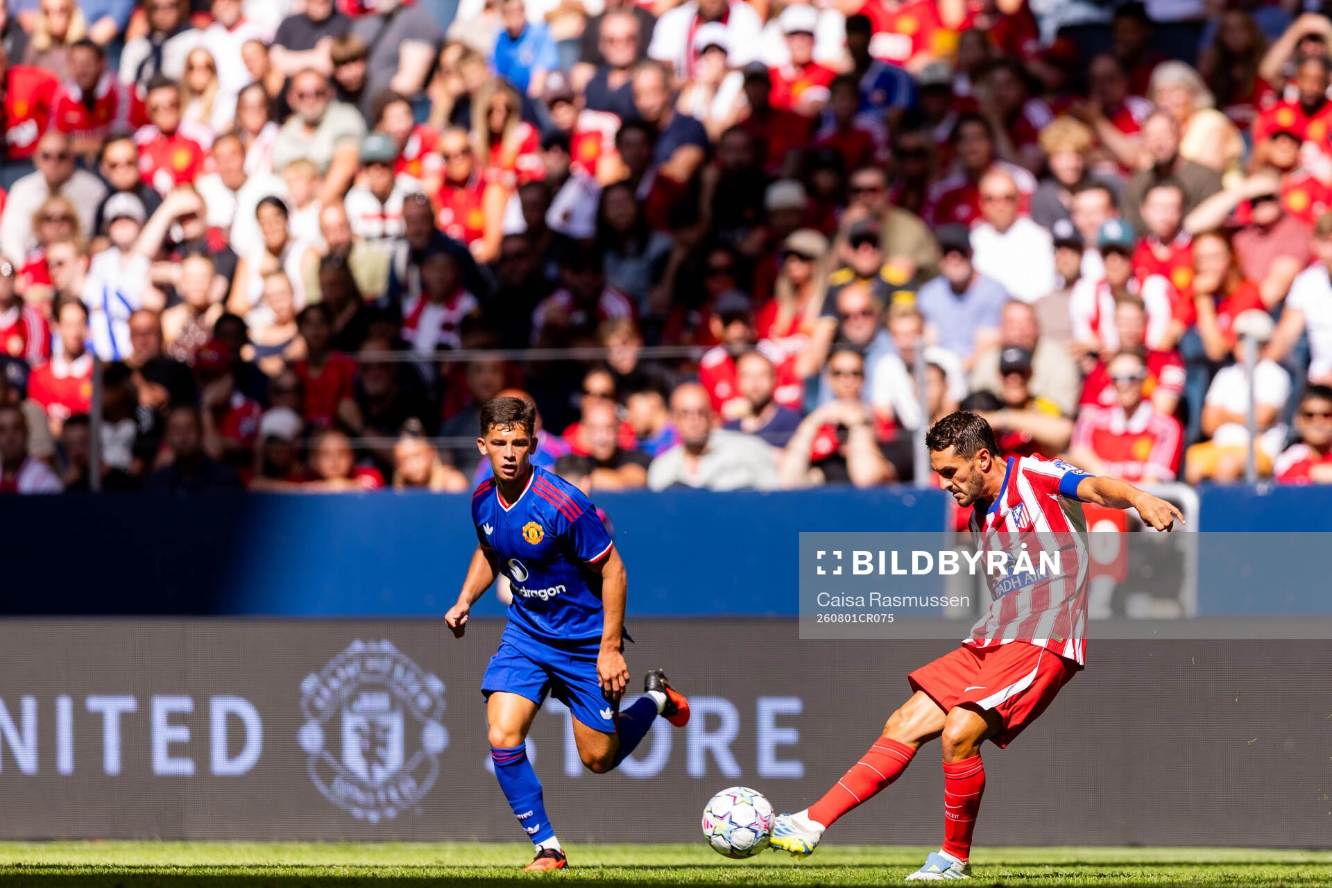 Shea Lacey of Manchester United and Koke of Atletico de
