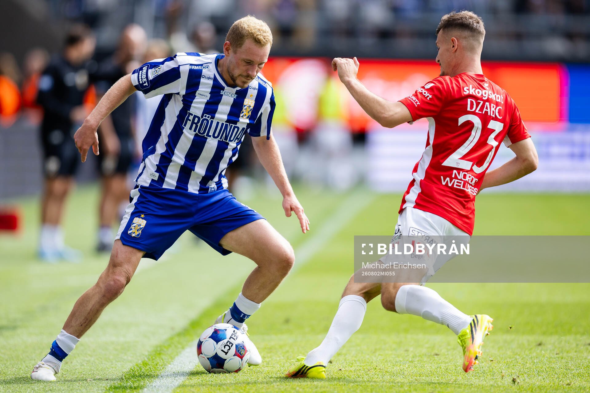 IFK Göteborgs Adam Bergmark Wiberg och Degerfors Robin
