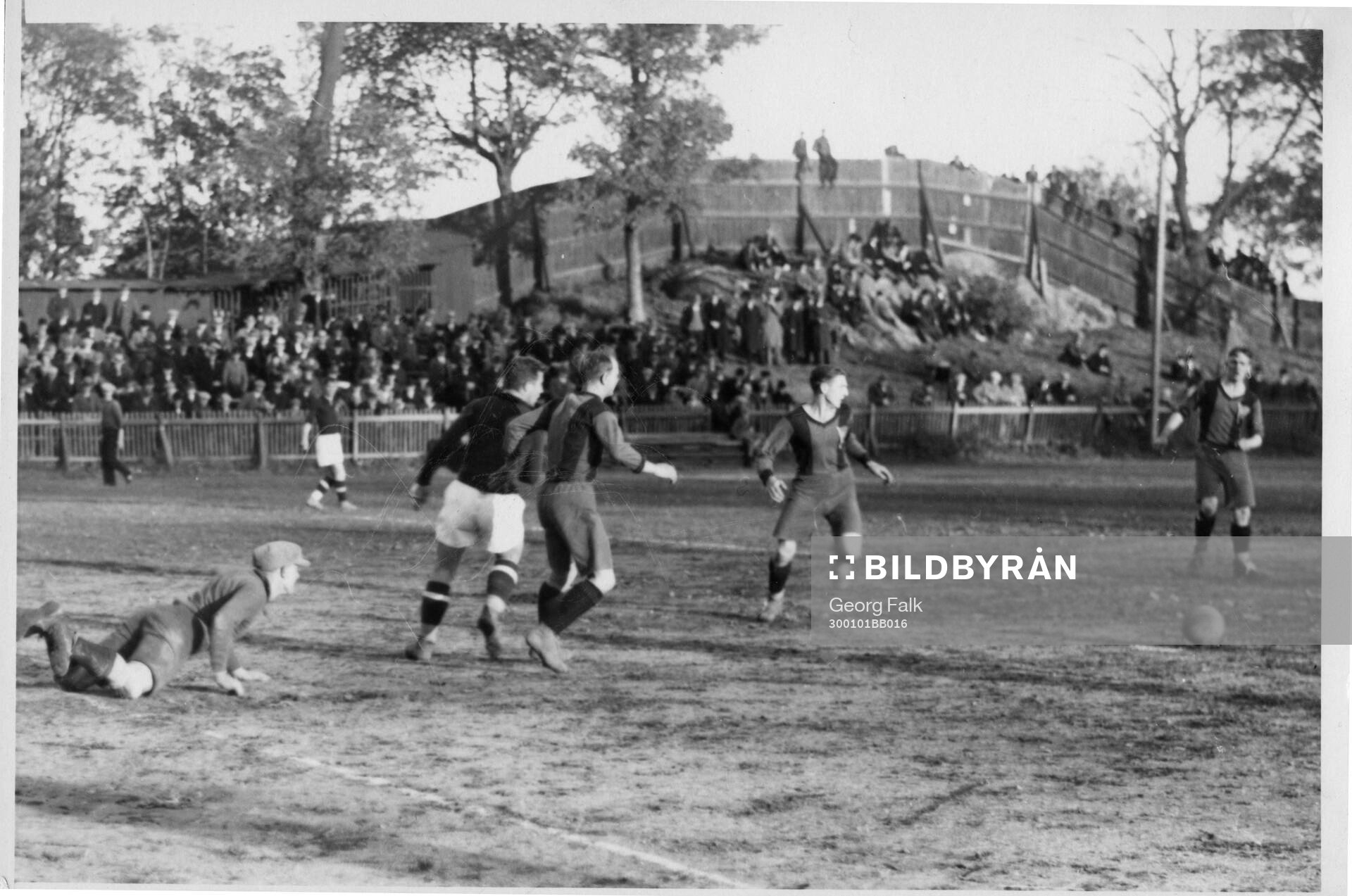 Fotboll, Sverige - Ryssland. Kanalplan på Söder. 1930.