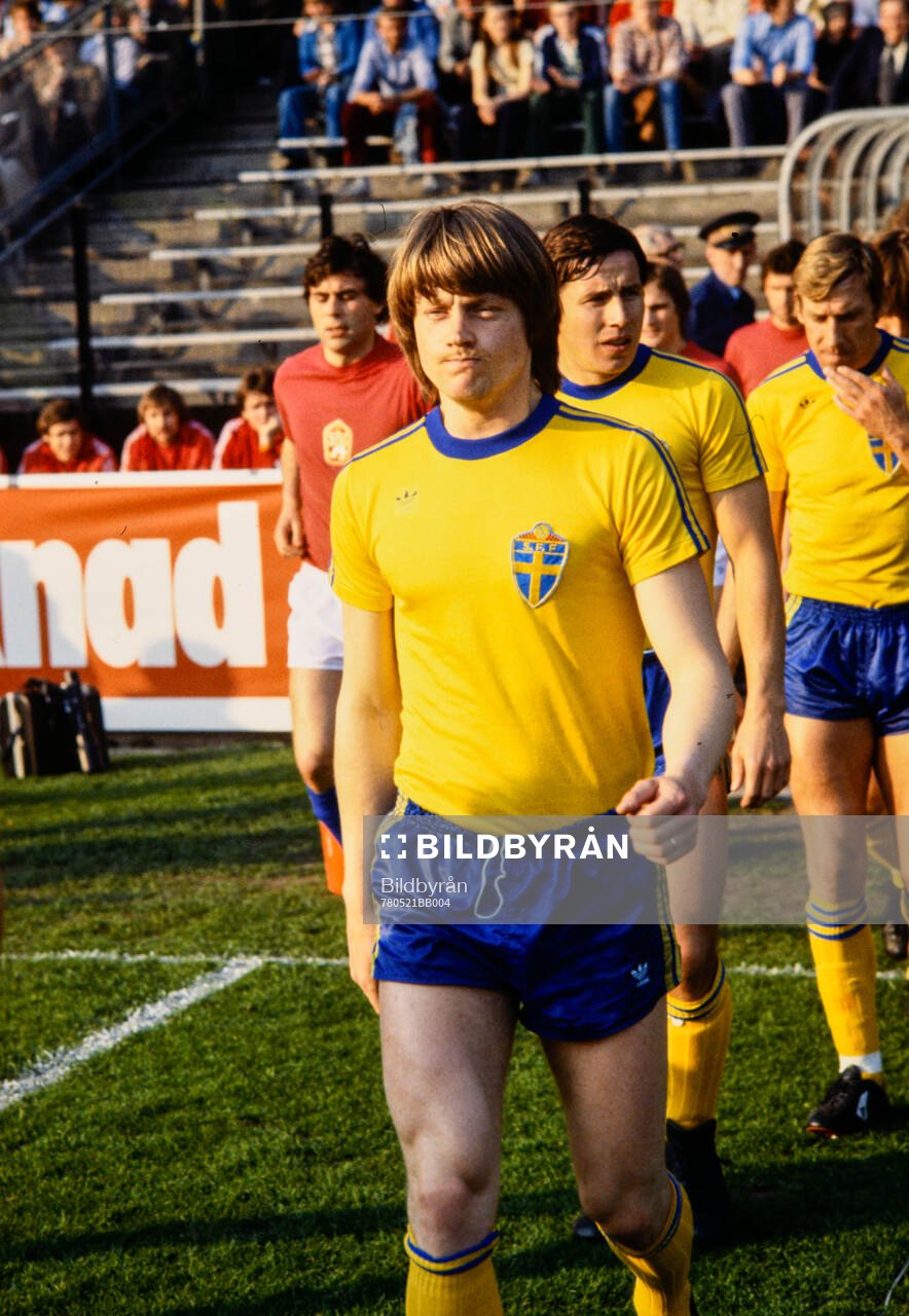 Fotboll, Träningsmatch, Sverige - Tjeckoslovakien: Sveriges Hans Borg, Roy Andersson och Bo Larsson.