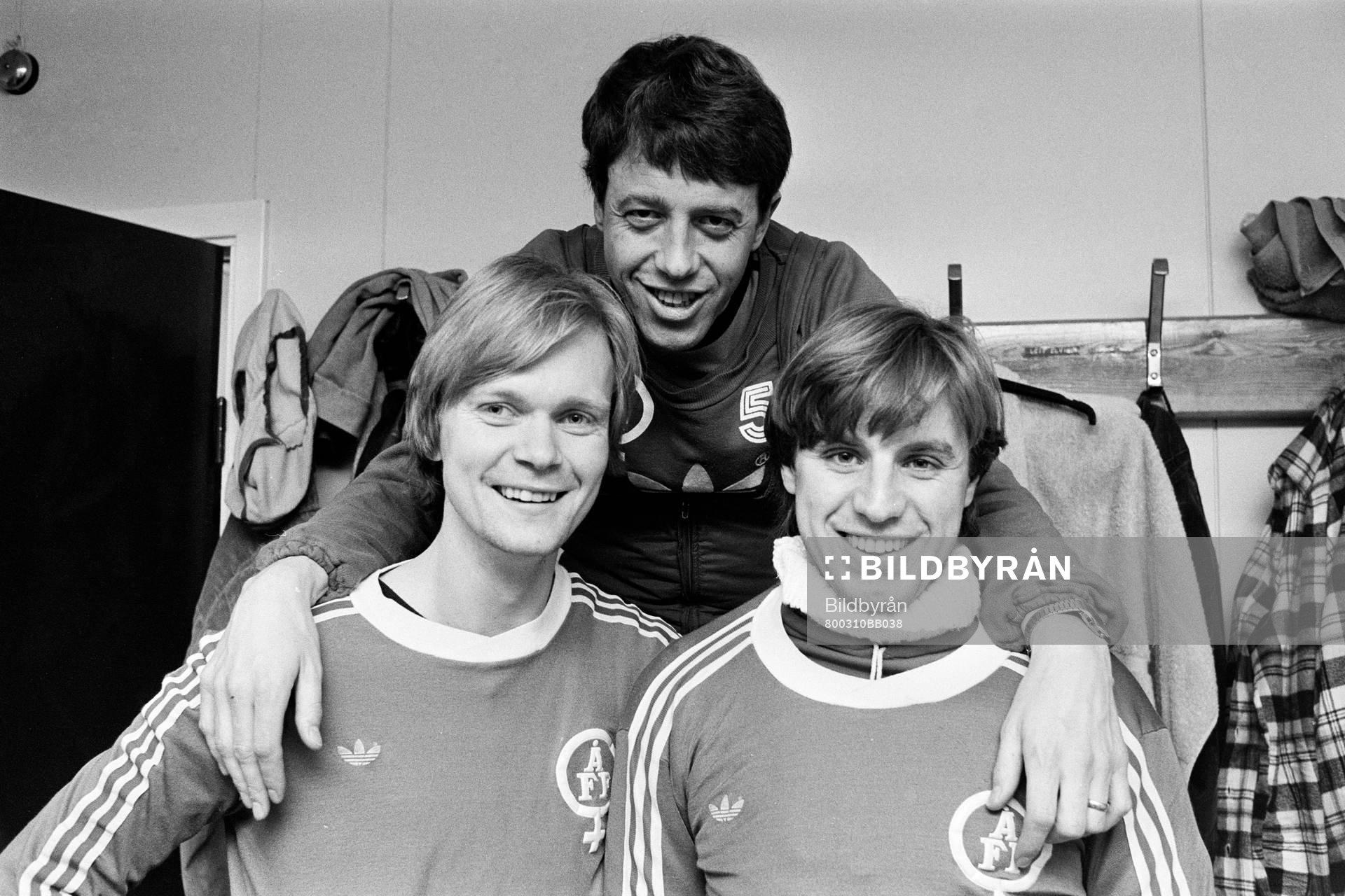   Mats Carlsson, Björn Westerberg, tränare och Leif Elfving.
© Bildbyrån - 4419