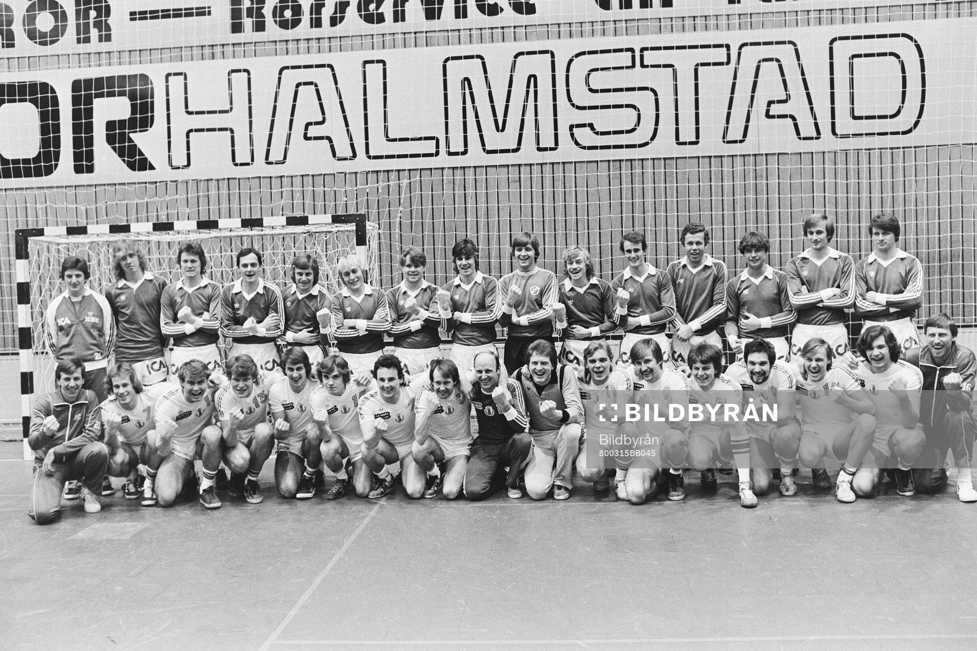 Halmstad med sina mästarlag i handboll och fotboll.