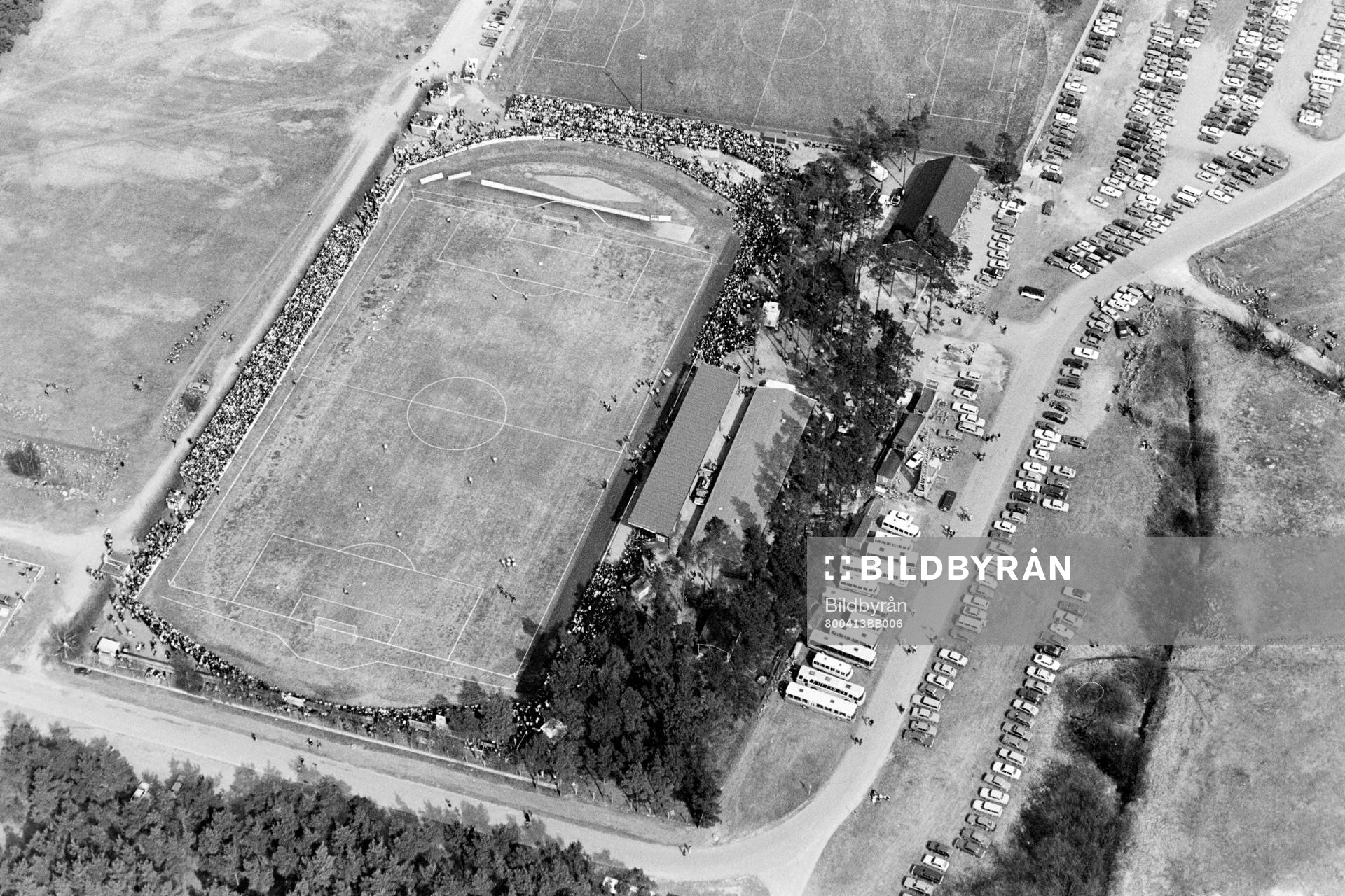 Allsvensk premiär för Mjällby. Flygbild över