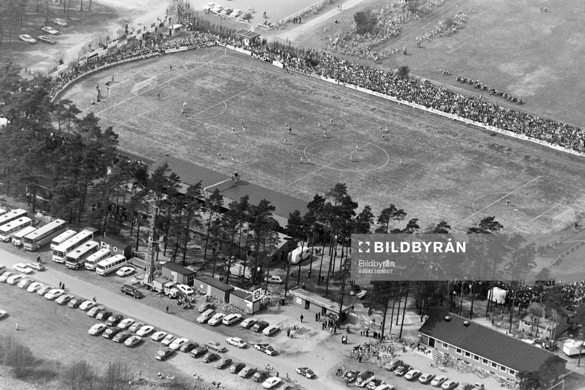 Allsvensk premiär för Mjällby. Flygbild över