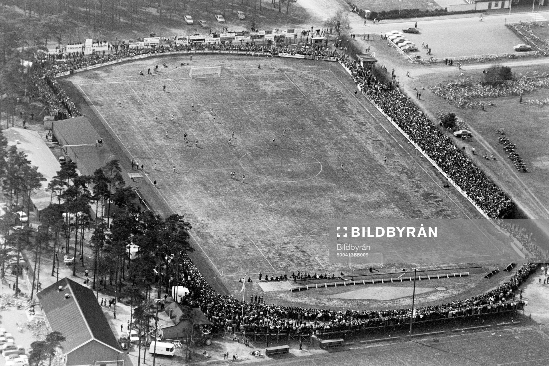 Allsvensk premiär för Mjällby. Flygbild över