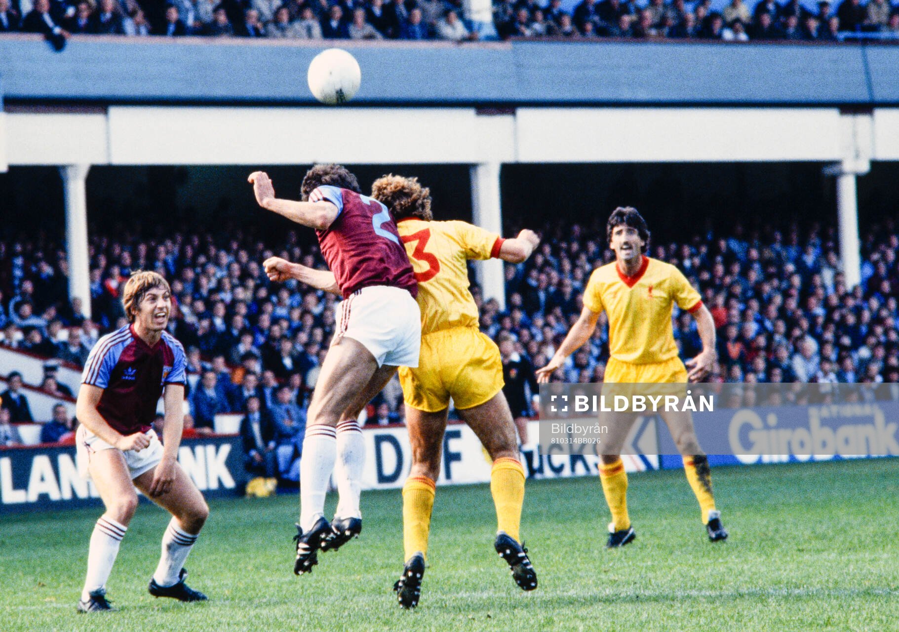Football, Division One, England, West Ham - Liverpool 1-1: Geoff Pike and Ray Stewart of West Ham. Alan Kennedy and David Johnson of Liverpool.