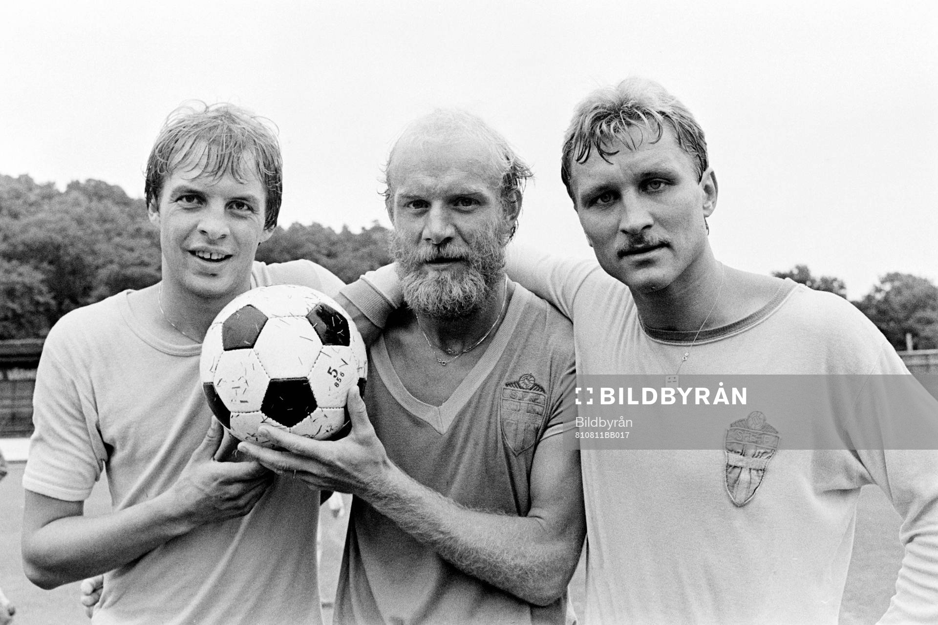 Fotboll, Sverige - Bulgarien, förhands: Tommy Holmgren, Thomas Sjöberg och Thomas Larsson under en träning.
