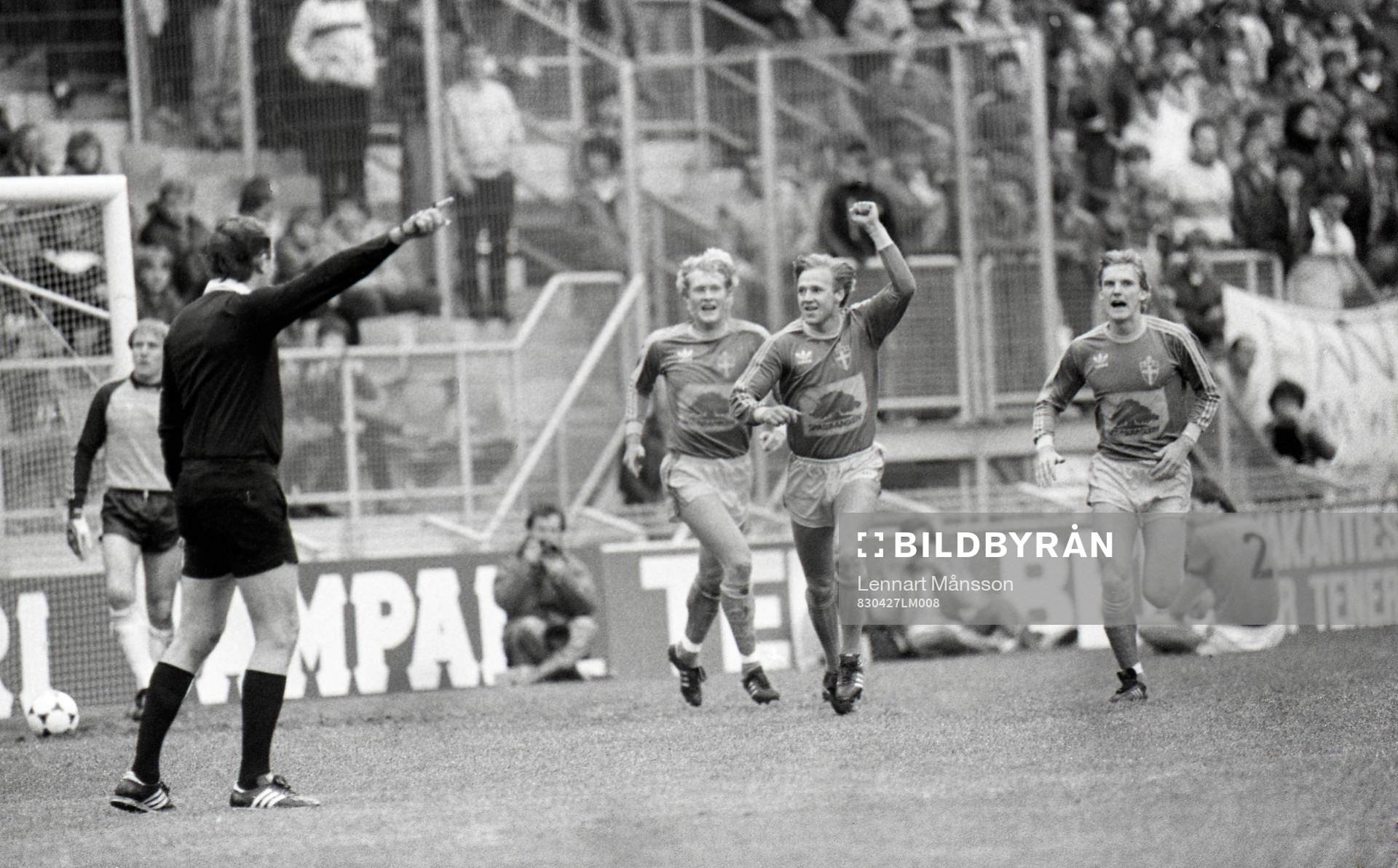 Håkan Sandberg, Dan Corneliusson och Ulf Eriksson, jubel,