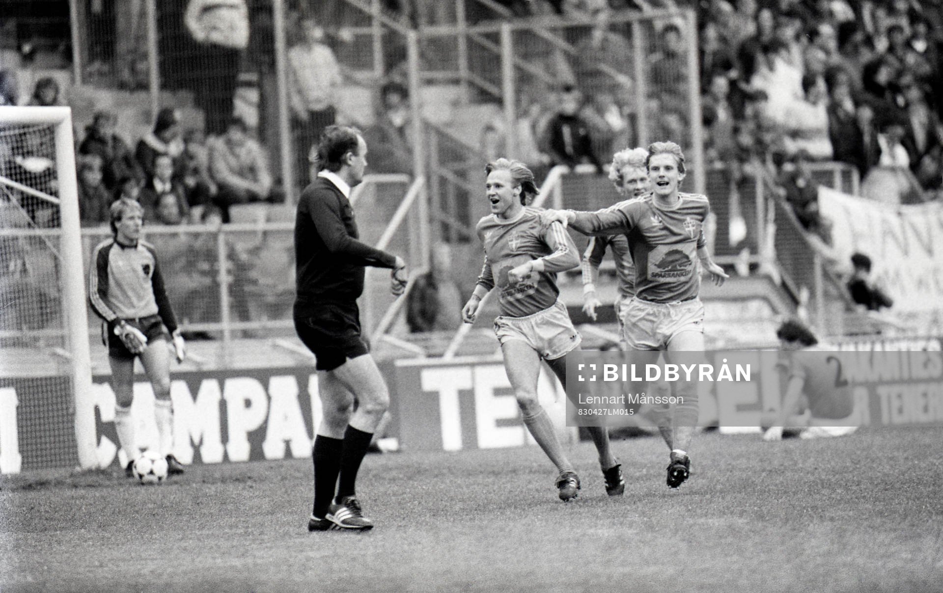 Dan Corneliusson, Ulf Eriksson och Håkan Sandberg, jubel,