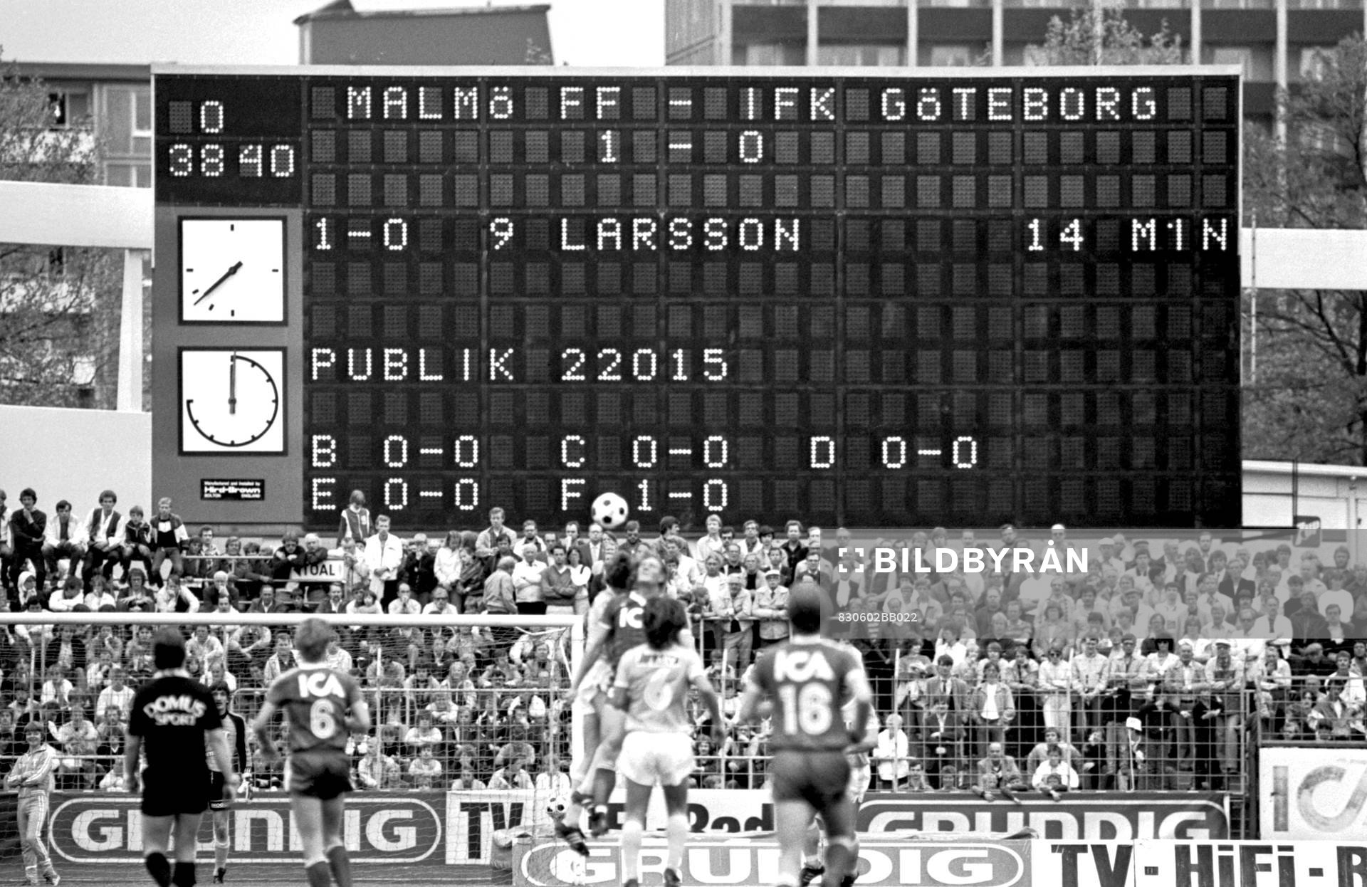 Resultattavlan på Malmö Stadion