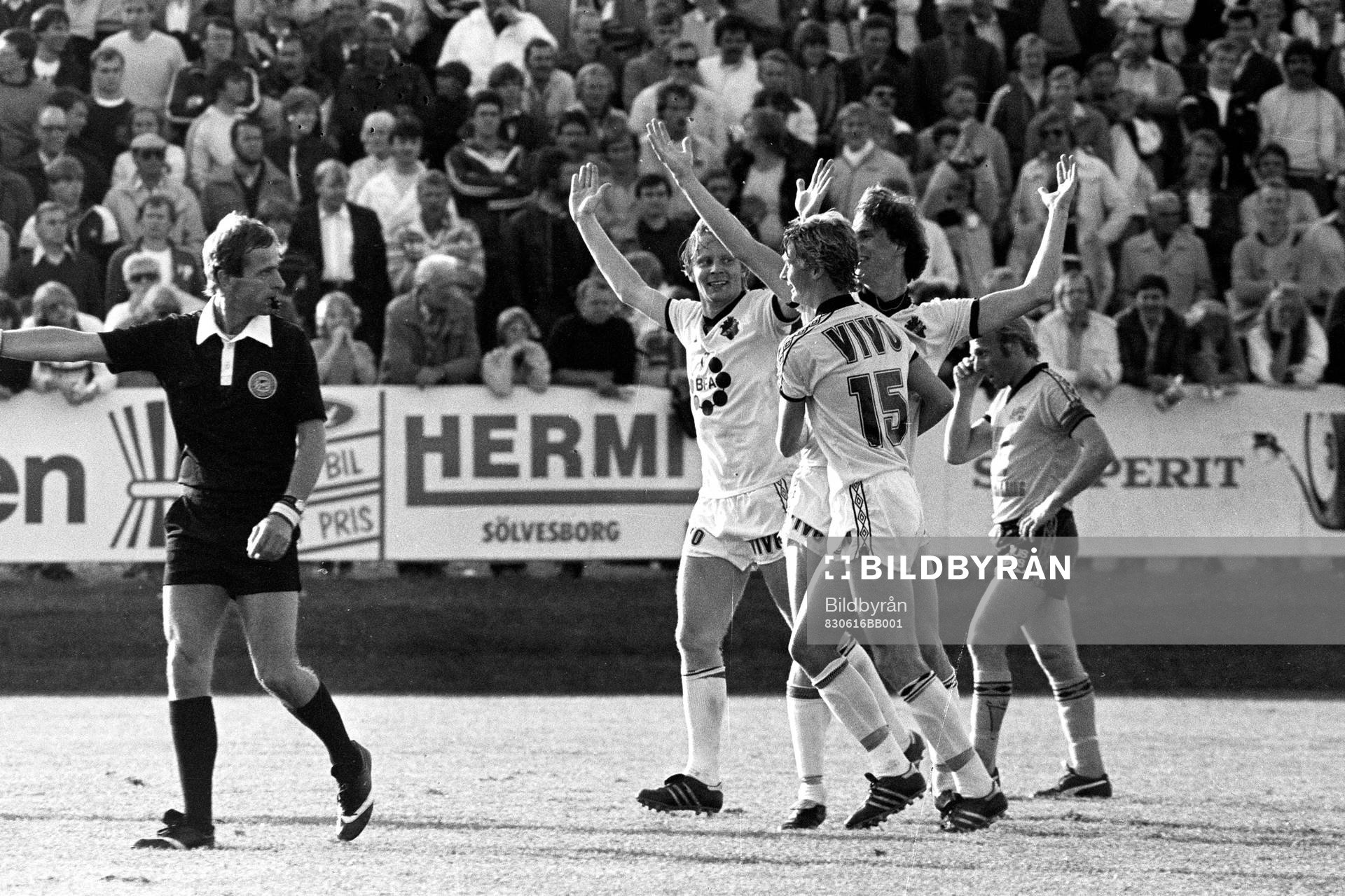 Kari Virtanen, Ove Rübsamen och Lars Zetterlund, AIK jublar