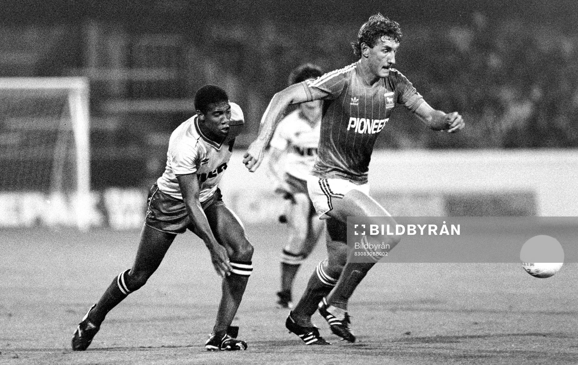 John Barnes of Watford and Terry Butcher of Ipswich