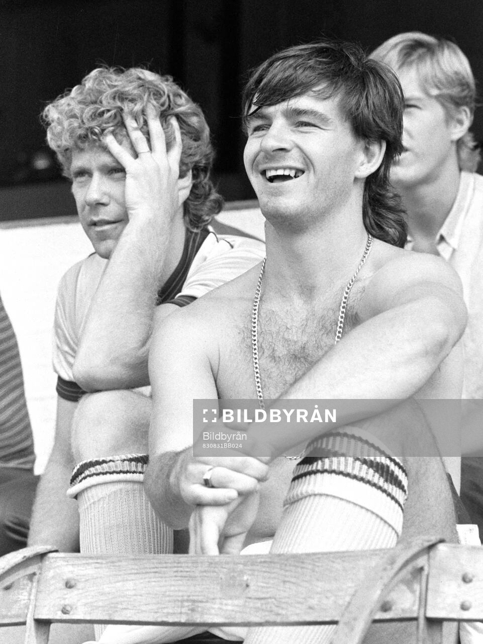 Football, English Division One 1983-84, Arsenal, Training session:  Tony Woodcock and Charlie Nicholas of Arsenal.