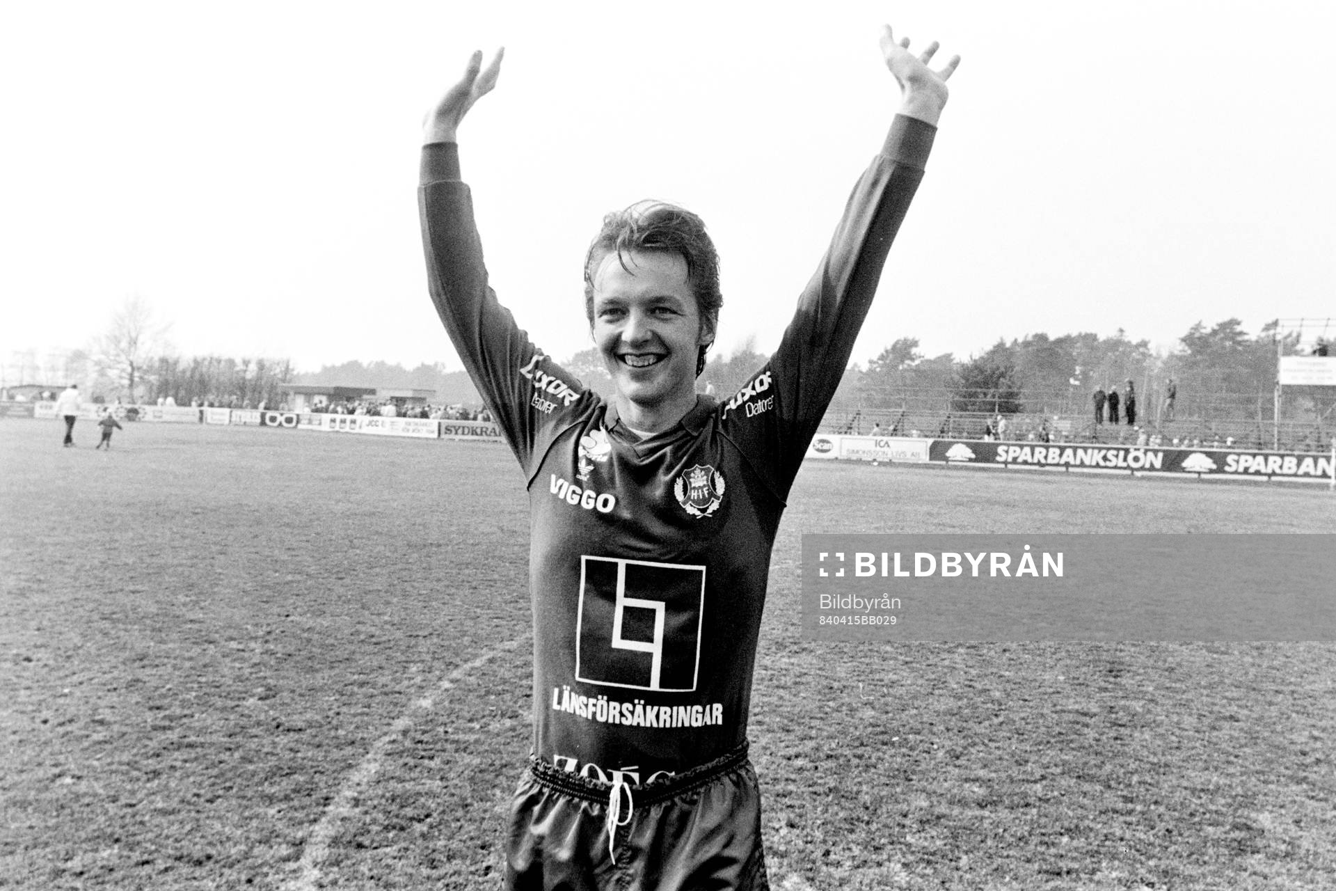 Fotboll, Div 2 Södra, Mjällby - Helsingborg, 0-1: Helsingborgs målskytt Cyril Finnberg jublar efter segern.