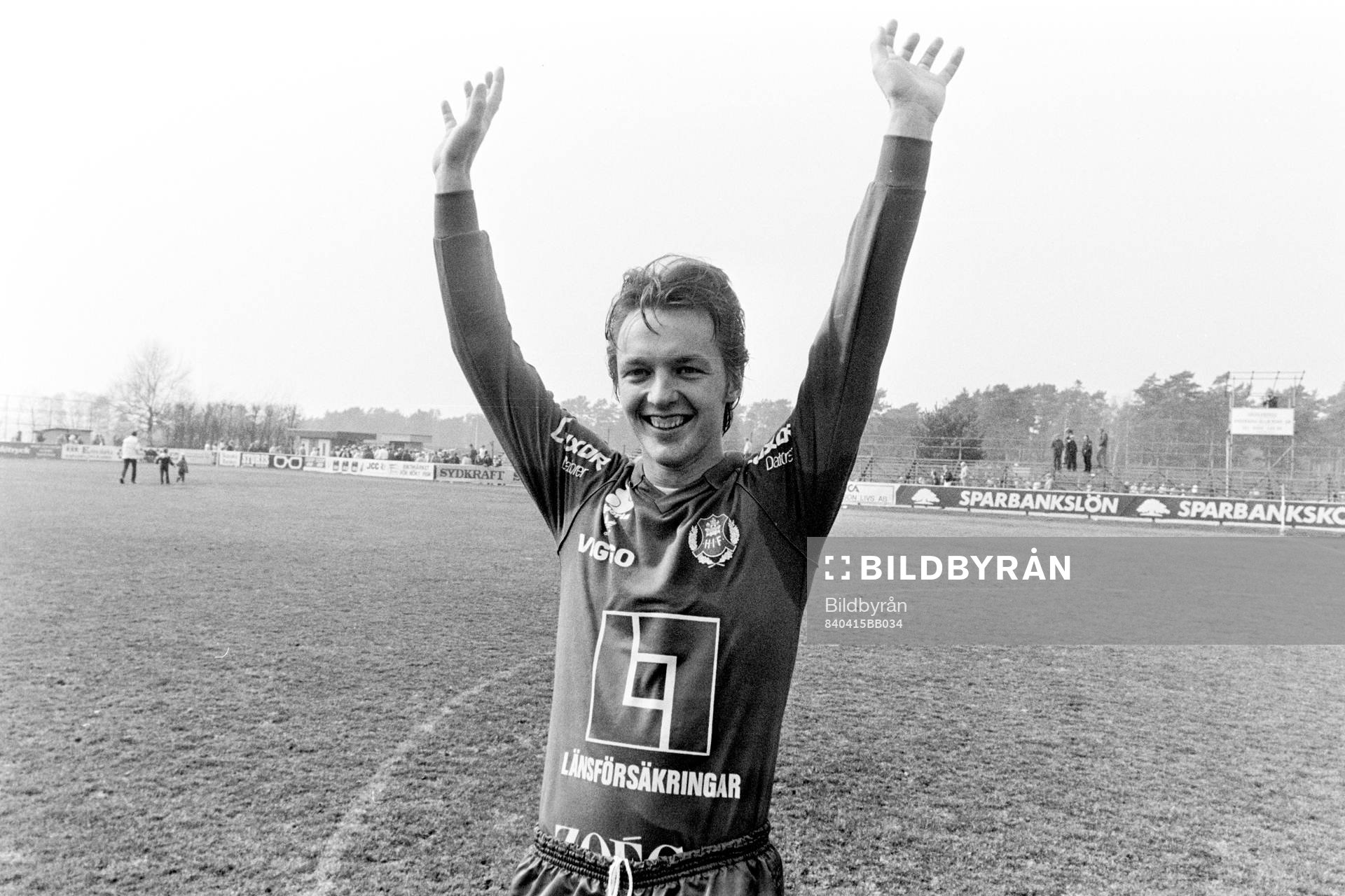Fotboll, Div 2 Södra, Mjällby - Helsingborg, 0-1: Helsingborgs målskytt Cyril Finnberg jublar efter segern.