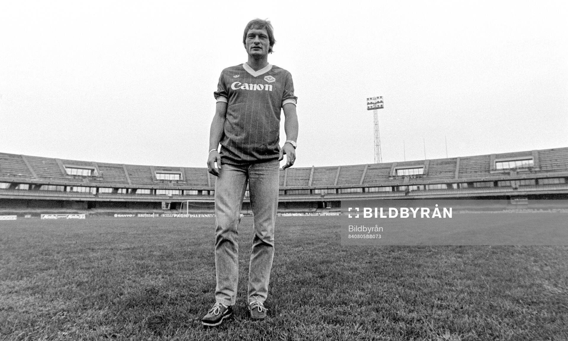 New signing Preben Elkjaer at stadium