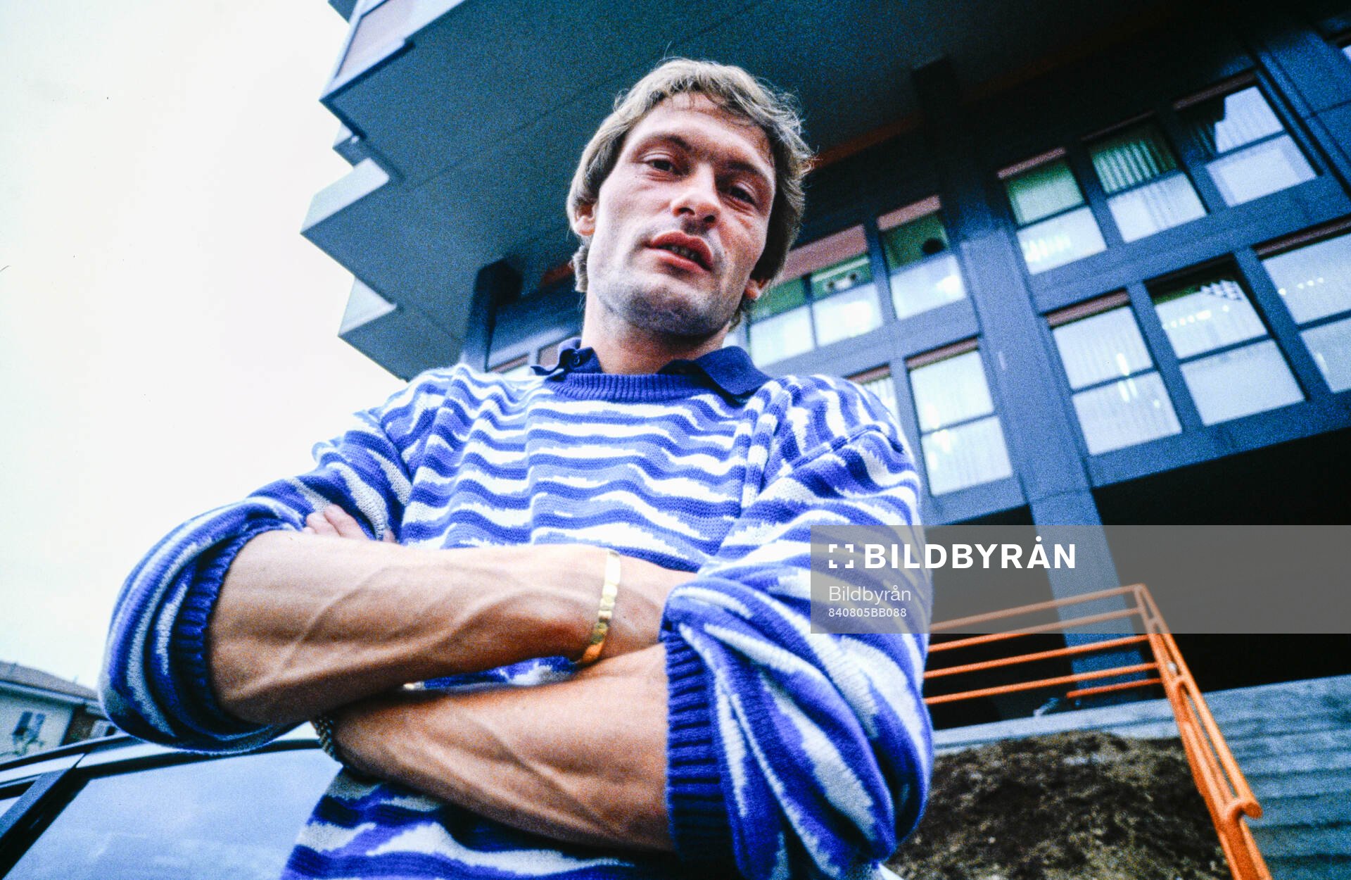 Preben Elkjaer outside stadium