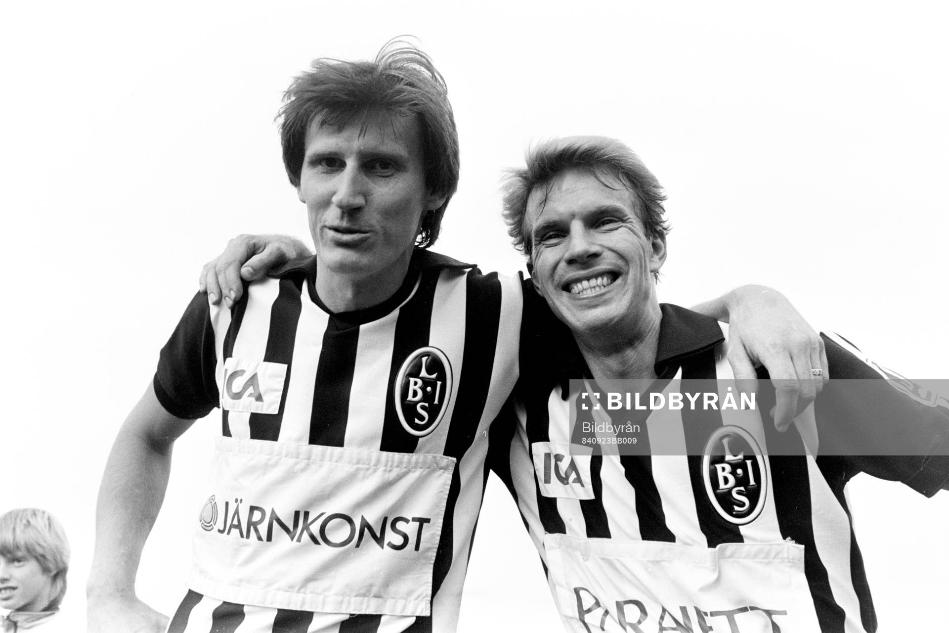 Landskronas målskyttar Per-Åke Theander och Tommy Larsson