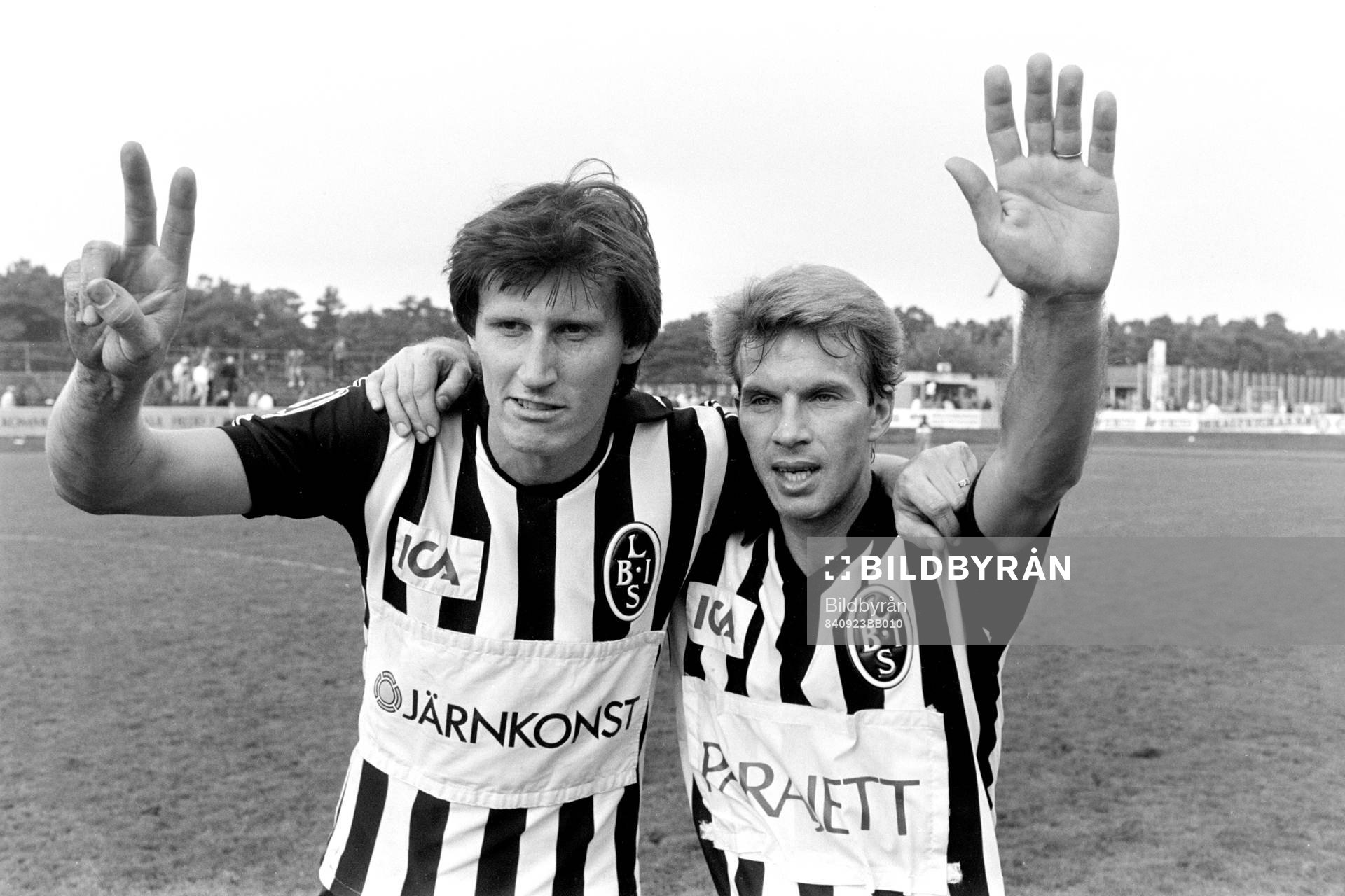 Landskronas målskyttar Per-Åke Theander och Tommy Larsson