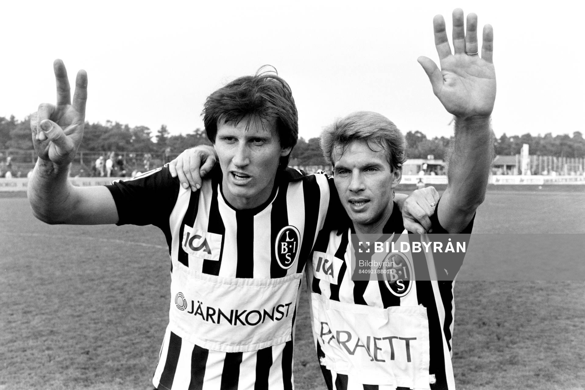Landskronas målskyttar Per-Åke Theander och Tommy Larsson