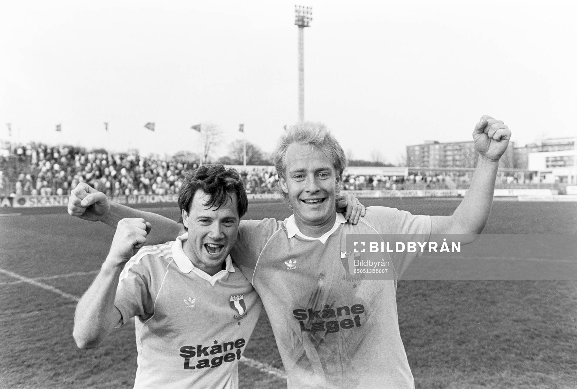 Malmös målskyttar Ingemar Erlandsson och Mats Magnusson