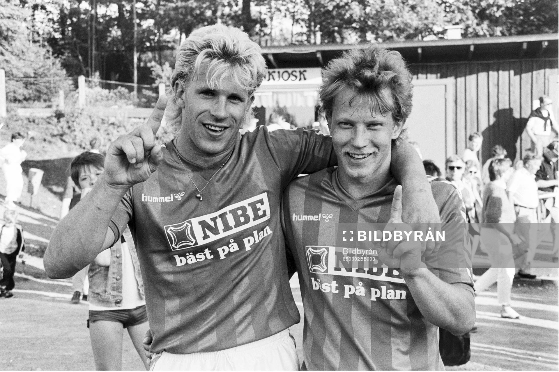 Markaryds målskyttar Per Åke Antonsson och Lars-Olof