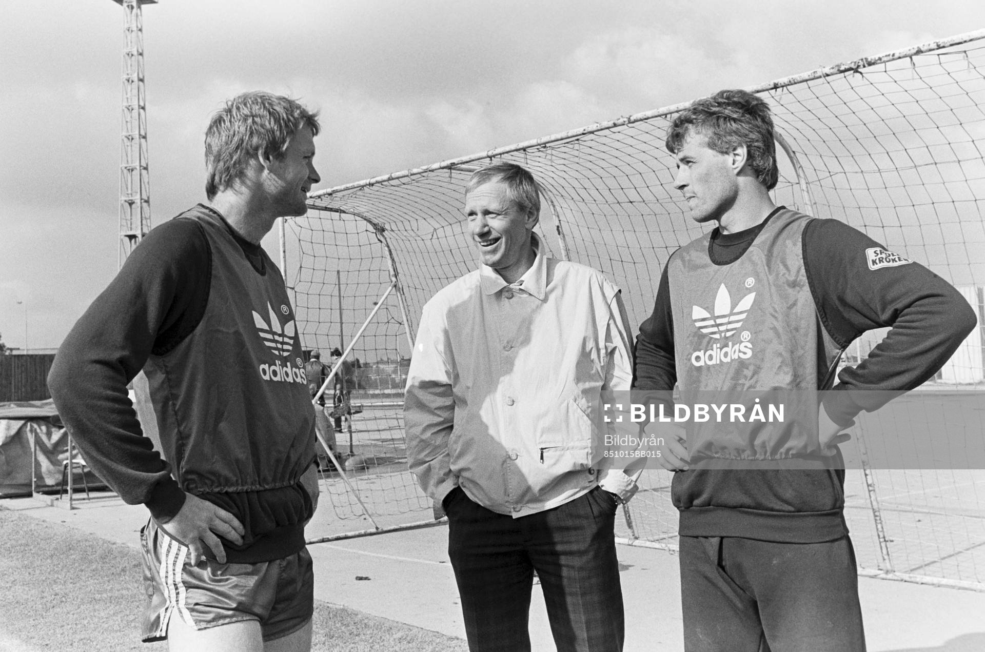 Fotboll,VM-kval, Tjeckoslovakien - Sverige, förhands: Torbjörn Nilsson, Björn Nordqvist och Glenn Hysén.
