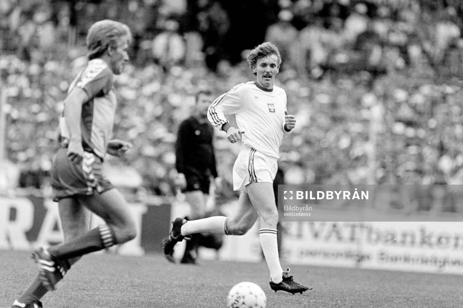 Fotboll, Danmark - Polen, 1-0: Zbigniew Boniek, Polen