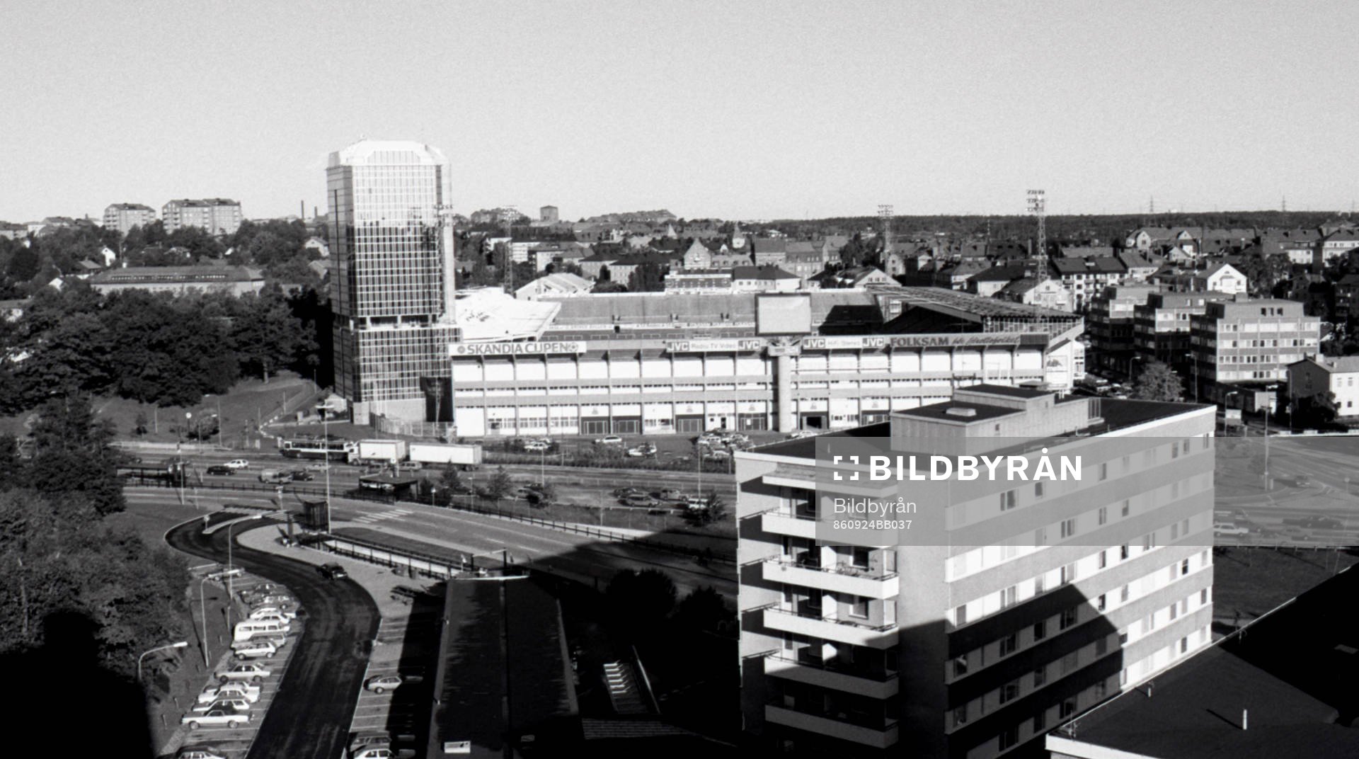 Solna, Råsunda fotbollstadion, nyinvigd 1985, arena, vy,