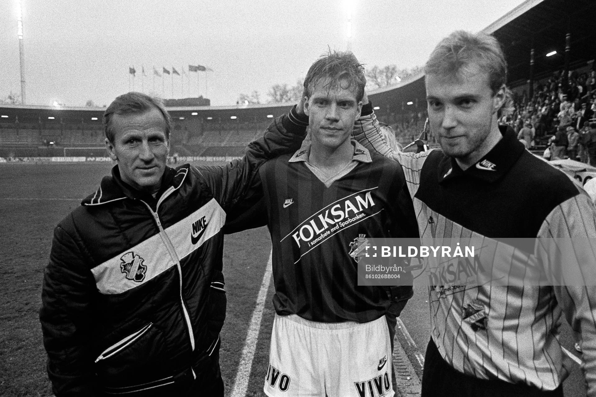 Rolf Zetterlund, tränare, Mats Olausson och Bernt Ljung,