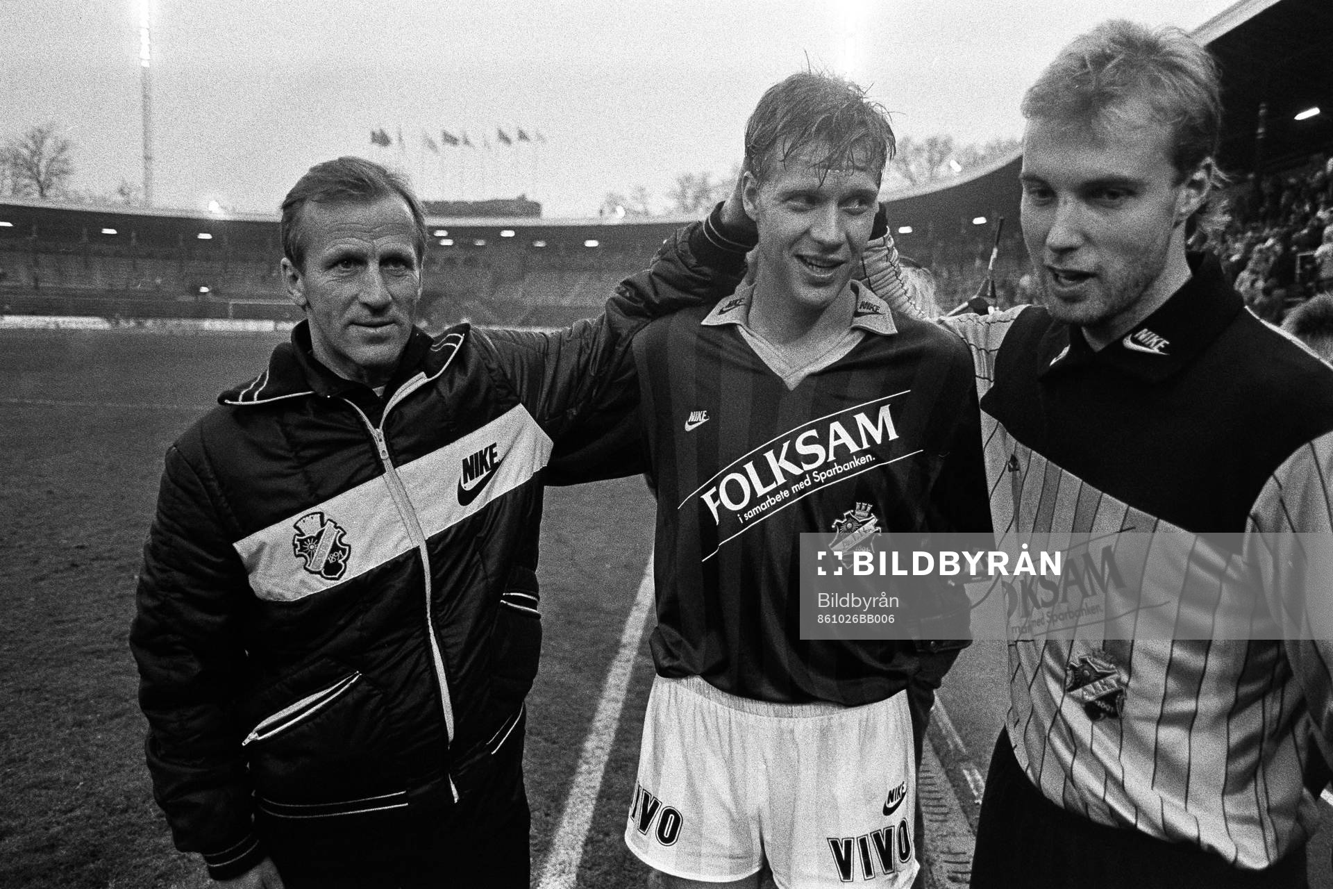 Rolf Zetterlund, tränare, Mats Olausson och Bernt Ljung,