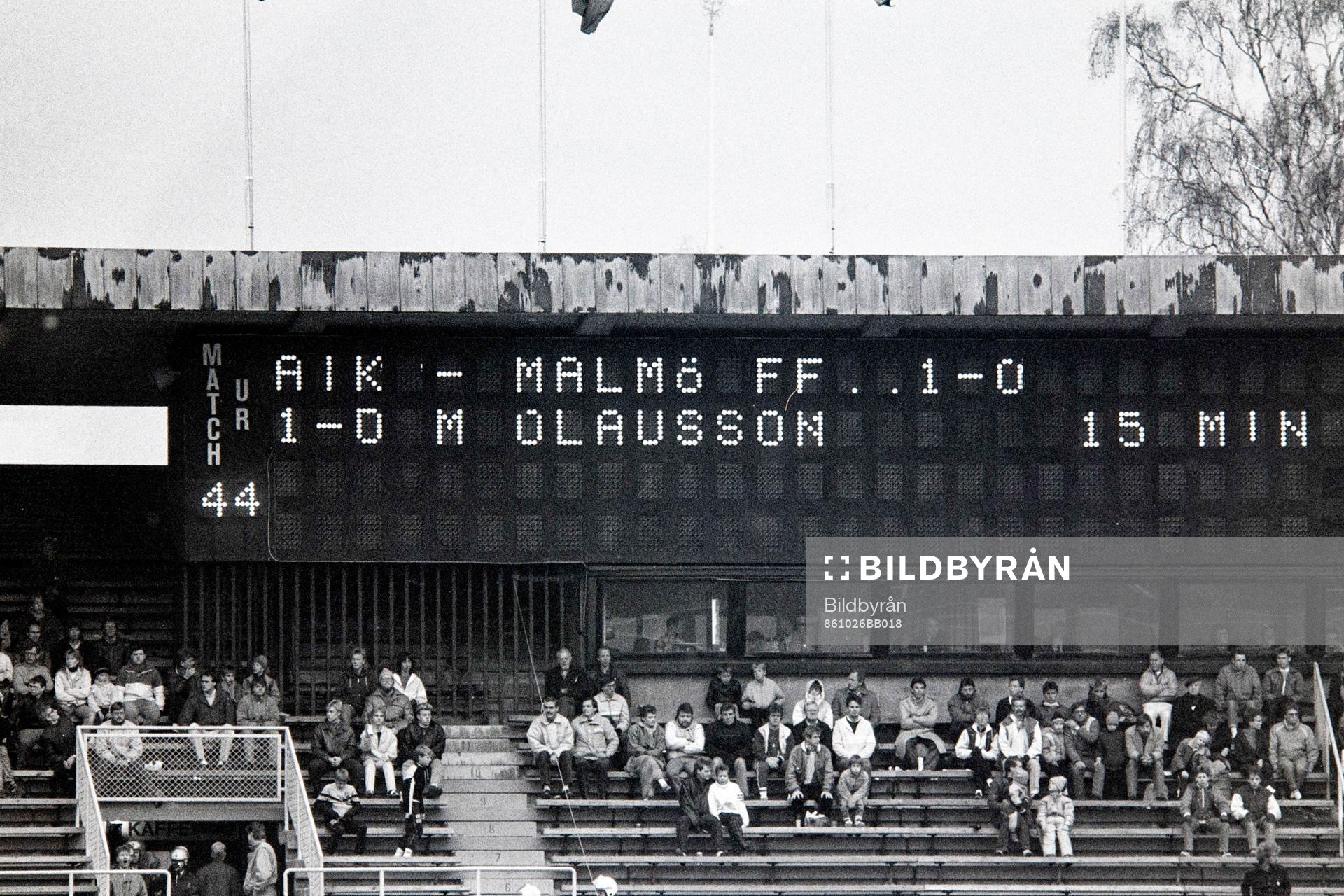 Resultattavlan på Stockholm Stadion där matchen spelades