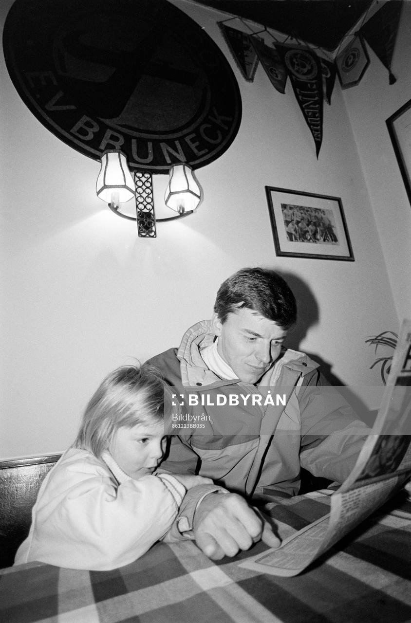 Anders Kallur, tränare, Bruneck-Brunico med dotter