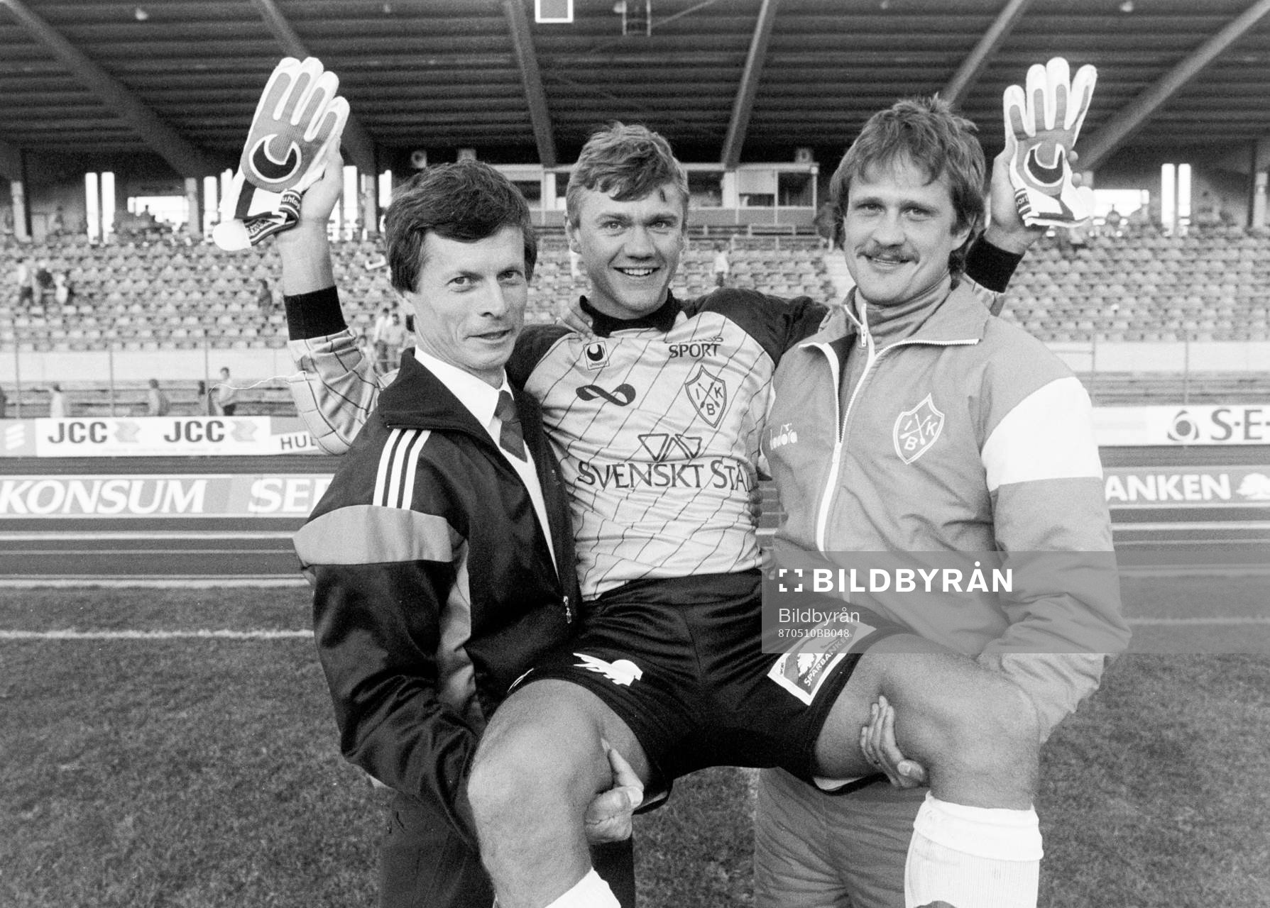 Håkan Sundin, manager, Bengt Nilsson, målvakt och Jan