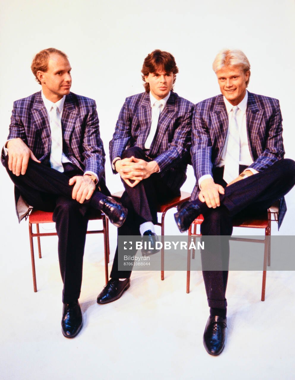 Fotboll, Landslaget, Sverige, reklamfotografering: Thomas Ravelli, Anders Limpar och Peter Larsson.  