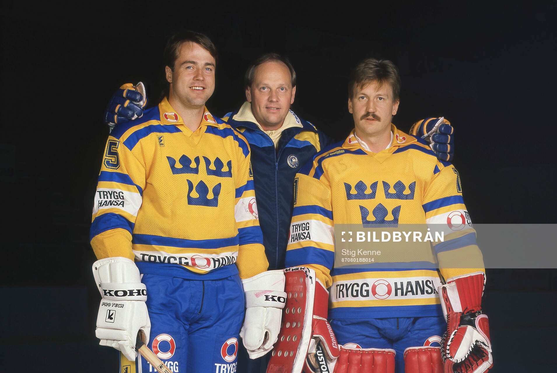 Kent Nilsson, head coach Tommy Sandlin and Goaltender Peter