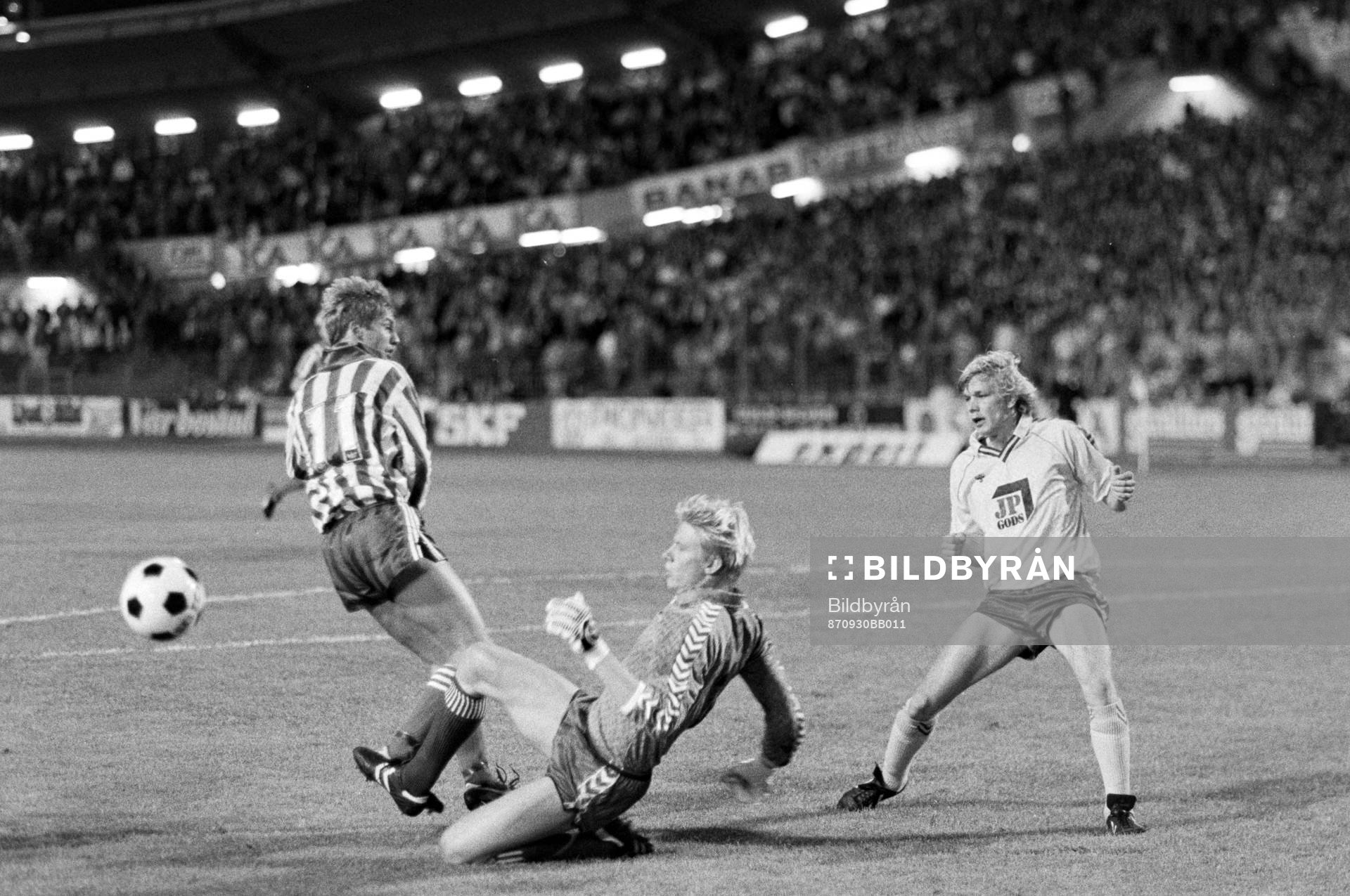 Fotboll, Uefacupen, IFK Göteborg - Bröndby, 0-0: Peter Schmeichel, målvakt i Bröndby.