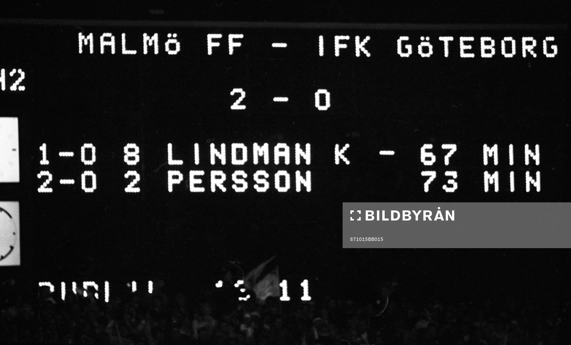 Resultattavlan på Malmö Stadion i SM-Finalen mellan