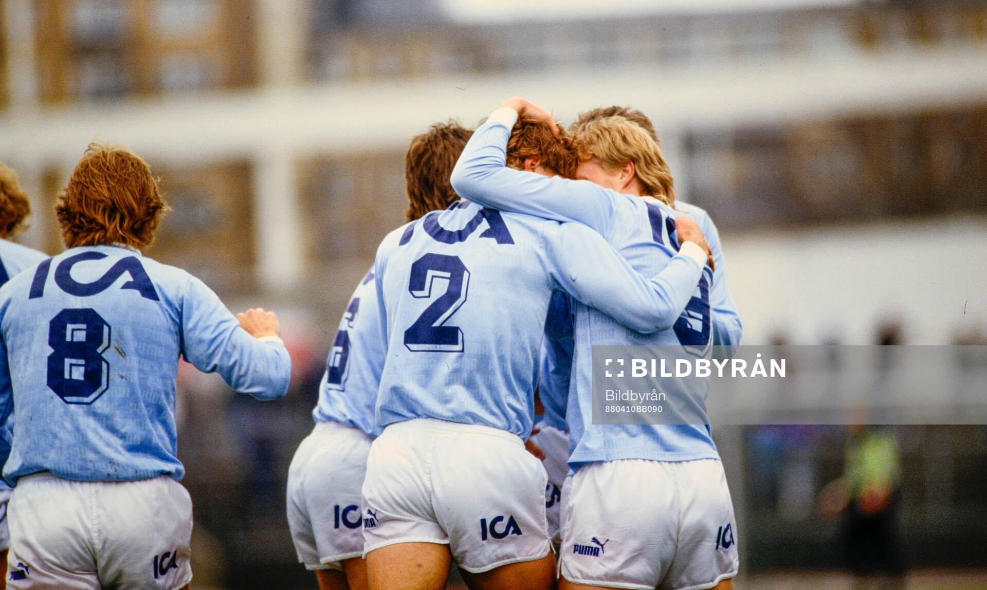 Fotboll, Allsvenskan, Malmö FF - Örgryte: Malmös spelare jublar efter ett mål.