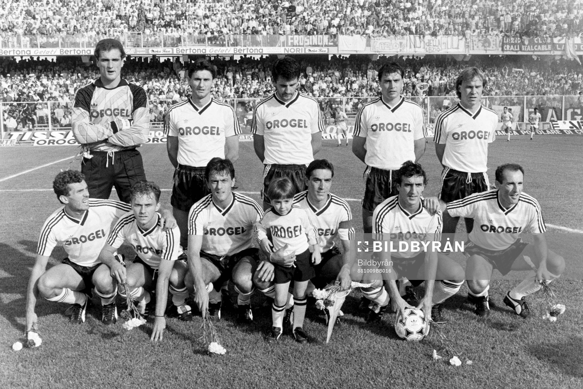 Cesenas startelva. Hans Holmqvist i bakre raden längst