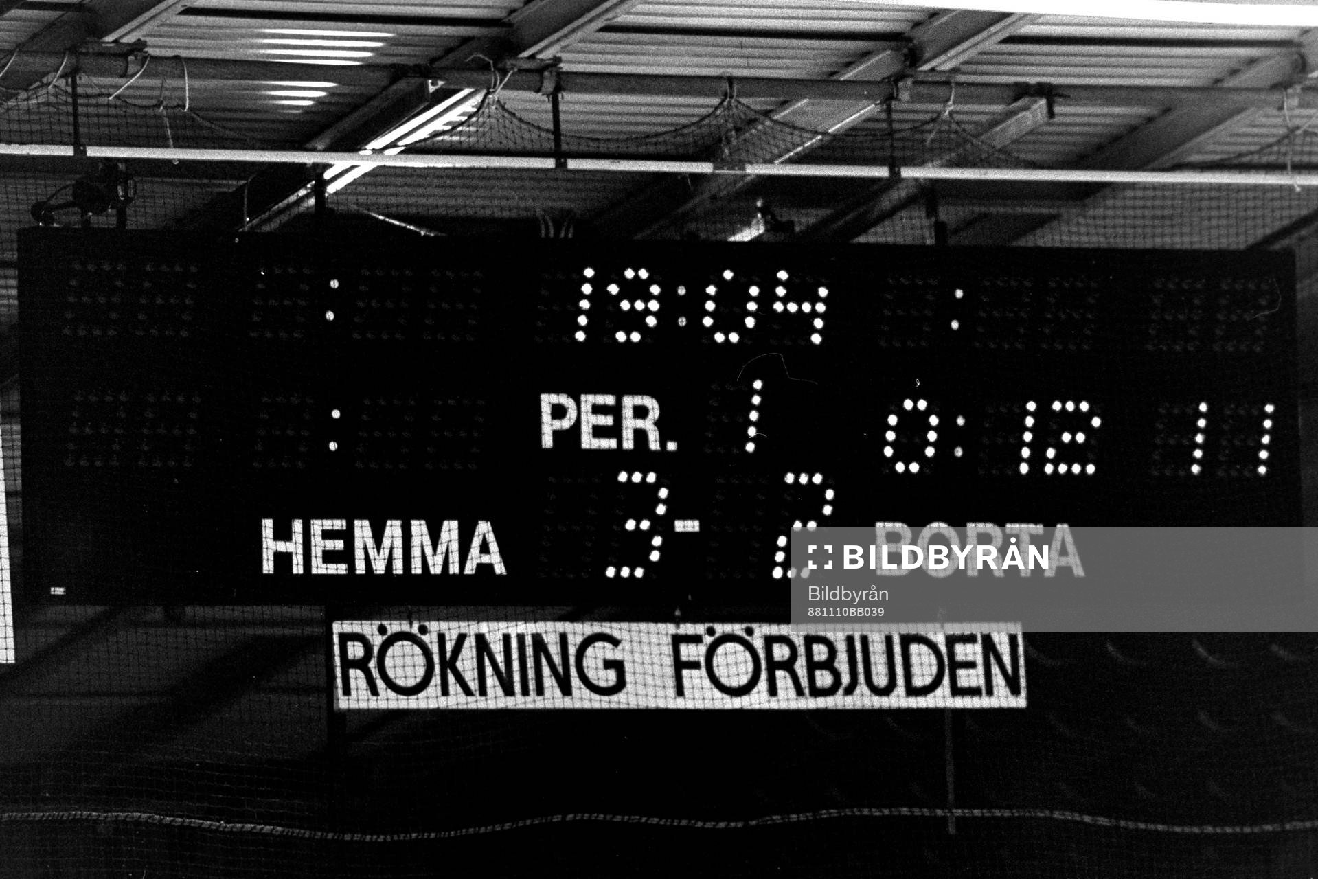Resultattavlan på Malmö Isstadion