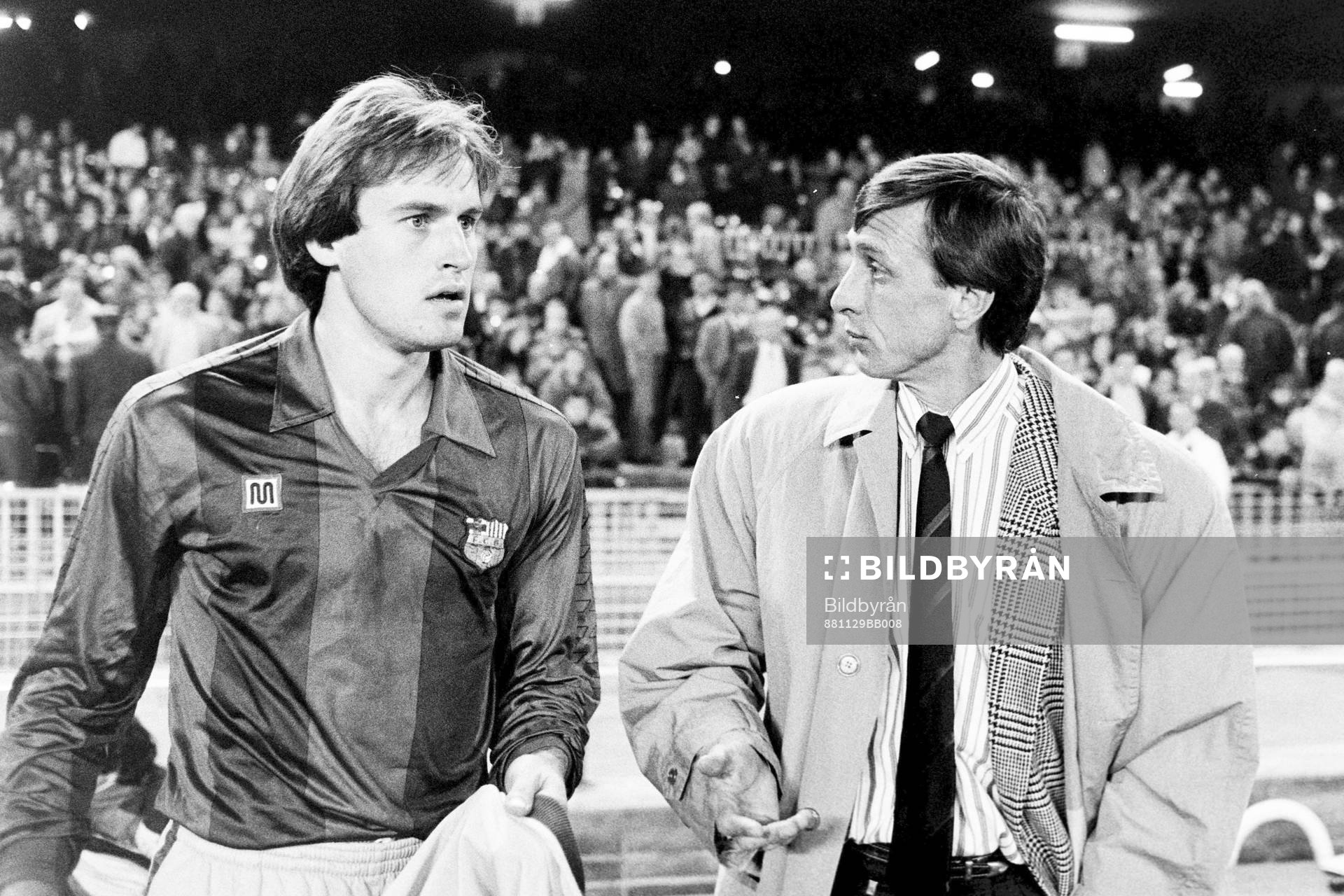 Jordi Cruyff och Johan Cruyff, tränare i Barcelona
