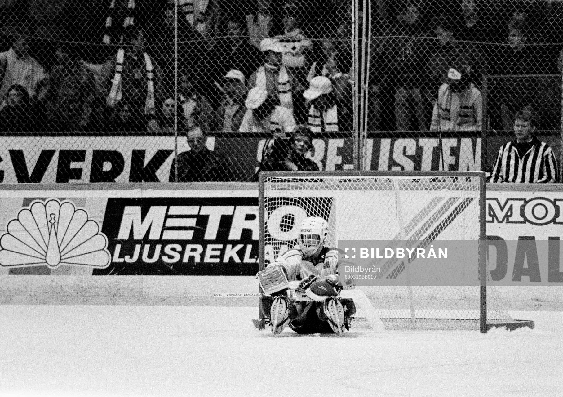 Peter Åslin, målvakt i Leksand ser övergiven ut
